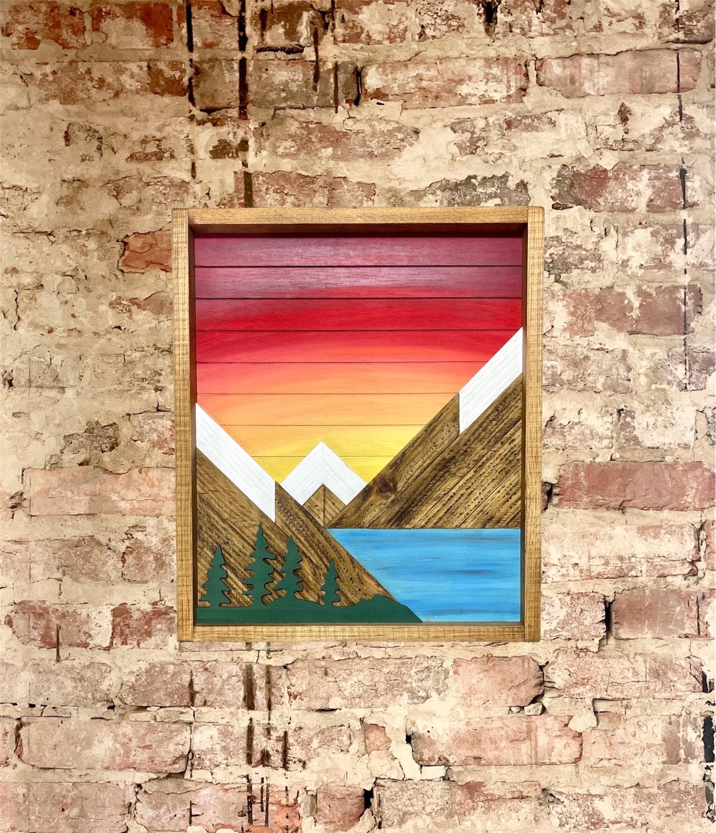 Rustic Cabinet - (Single Door) Sunset w/ lake & Trees Mountain Art-Bathroom Cabinet-Medicine Cabinet-Liquor Cabinet - Rustic Cabinet
