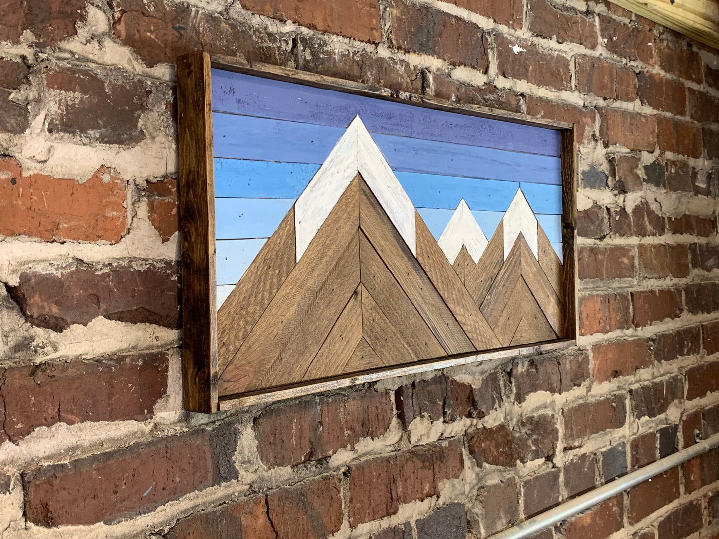 Rustic BlueShade Mountain Art - 12"X 24"- Wall Decor - Rustic Mountain Decor - Rustic Decor - Mountain Wood Wall Art