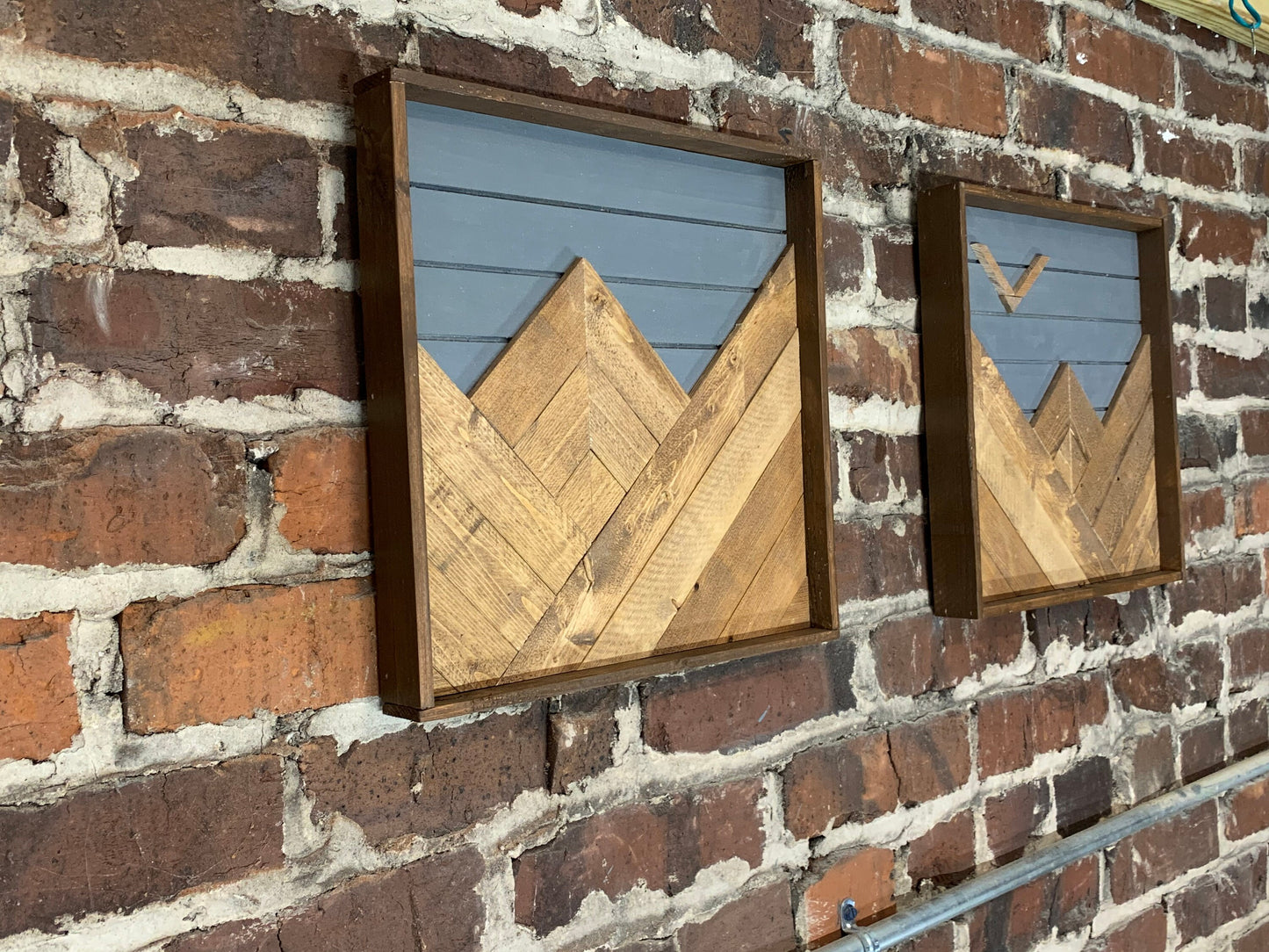 Rustic Mountain Wood Wall Art - 12"x12"