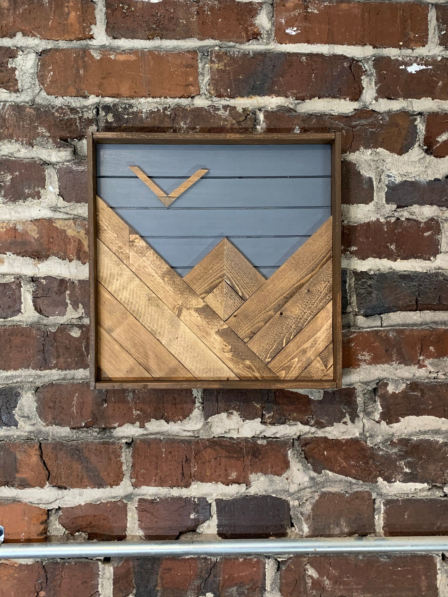 Rustic Mountain Wood Wall Art - 12"x12"