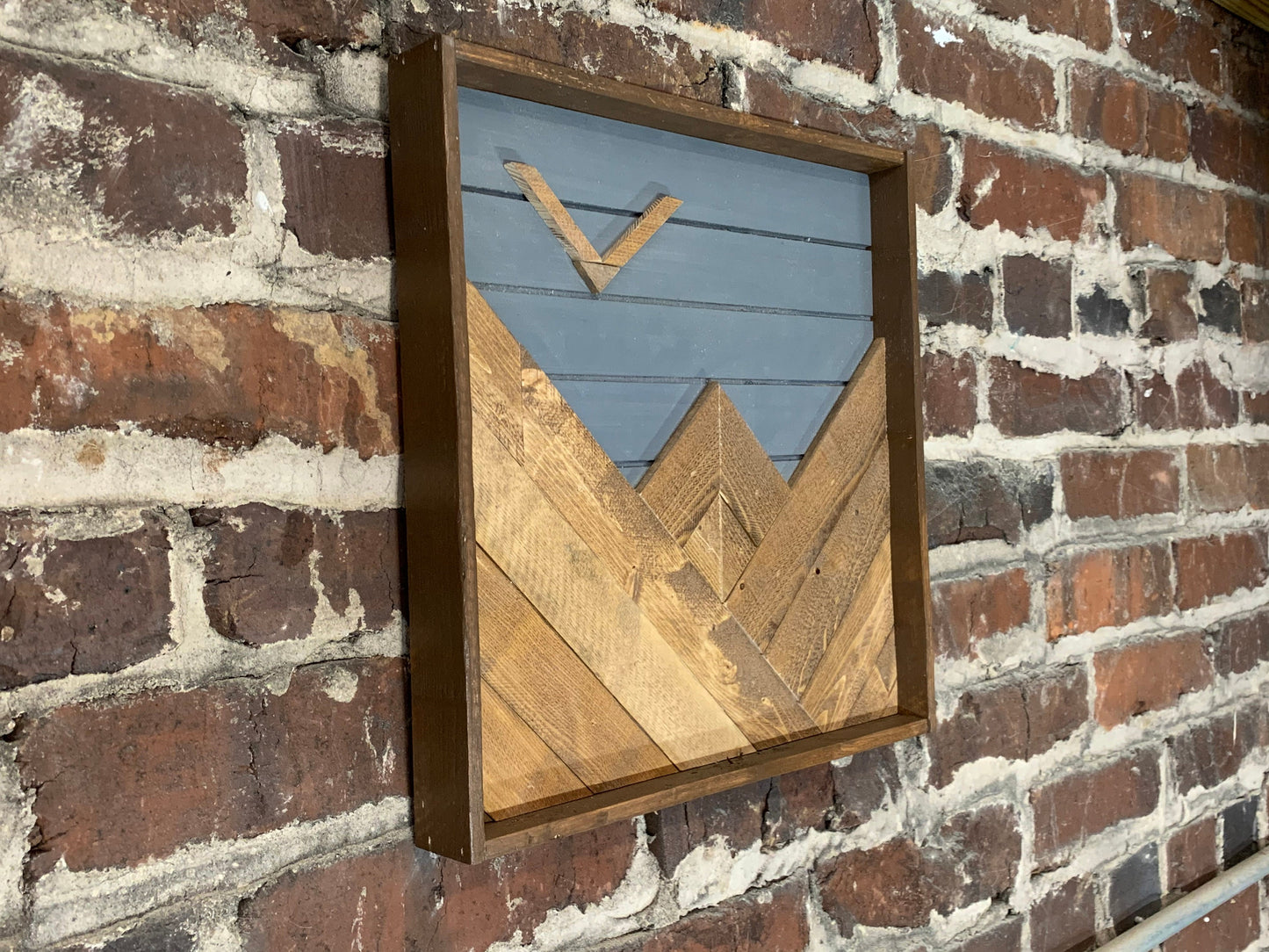 Rustic Mountain Wood Wall Art - 12"x12"