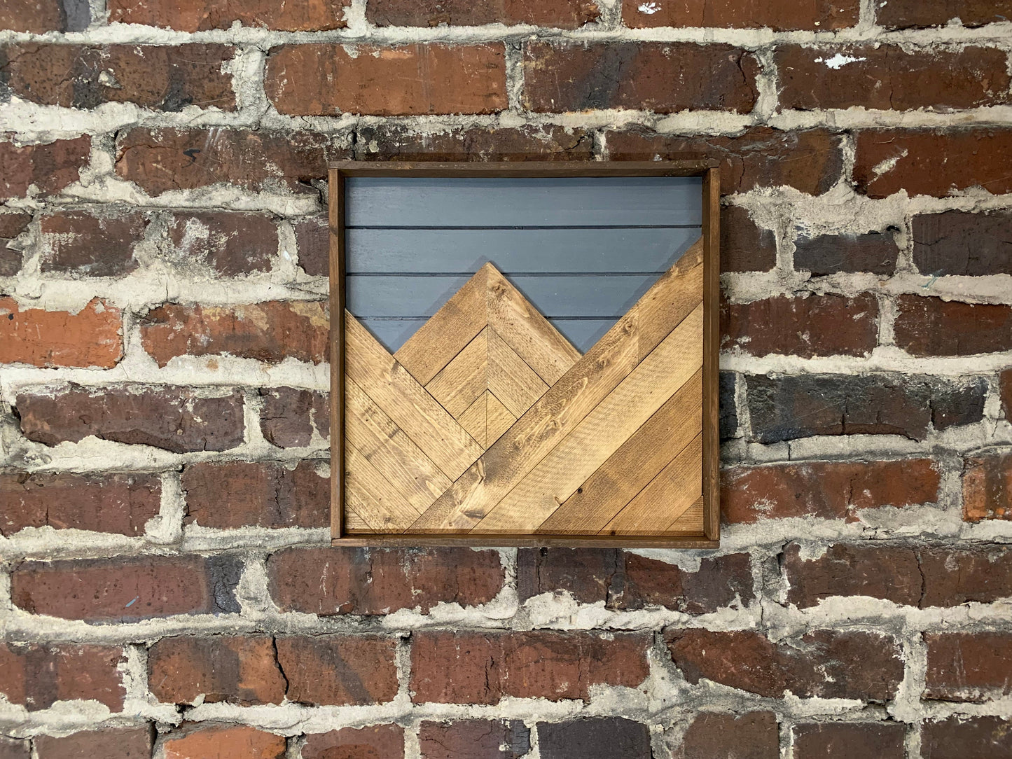 Rustic Mountain Wood Wall Art - 12"x12"