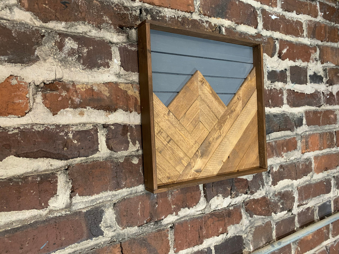 Rustic Mountain Wood Wall Art - 12"x12"