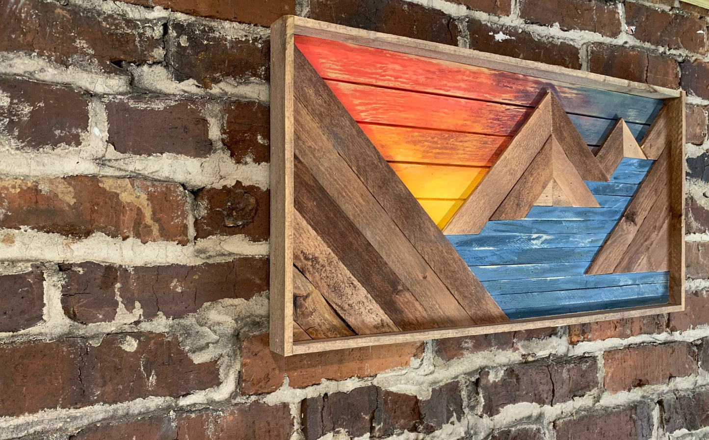 Rustic Light Blue Water Rustic Mountain Art - 12" X 24" - Wall Decor - Rustic Mountain Decor- Rustic Decor - RusticLake Decor - River Decor