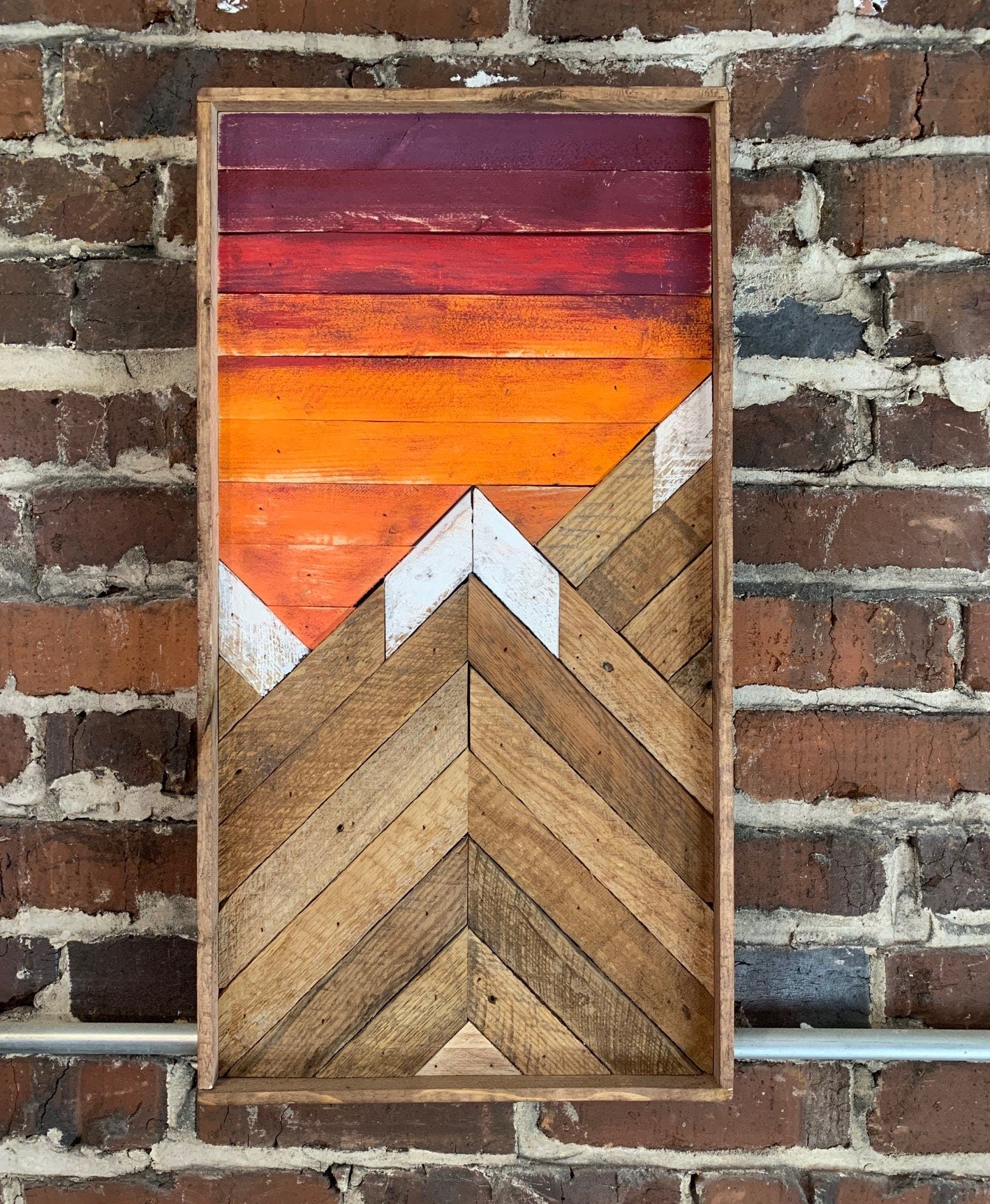 Orange Sunset Portrait - 24" x 12" - Rustic Mountain Art