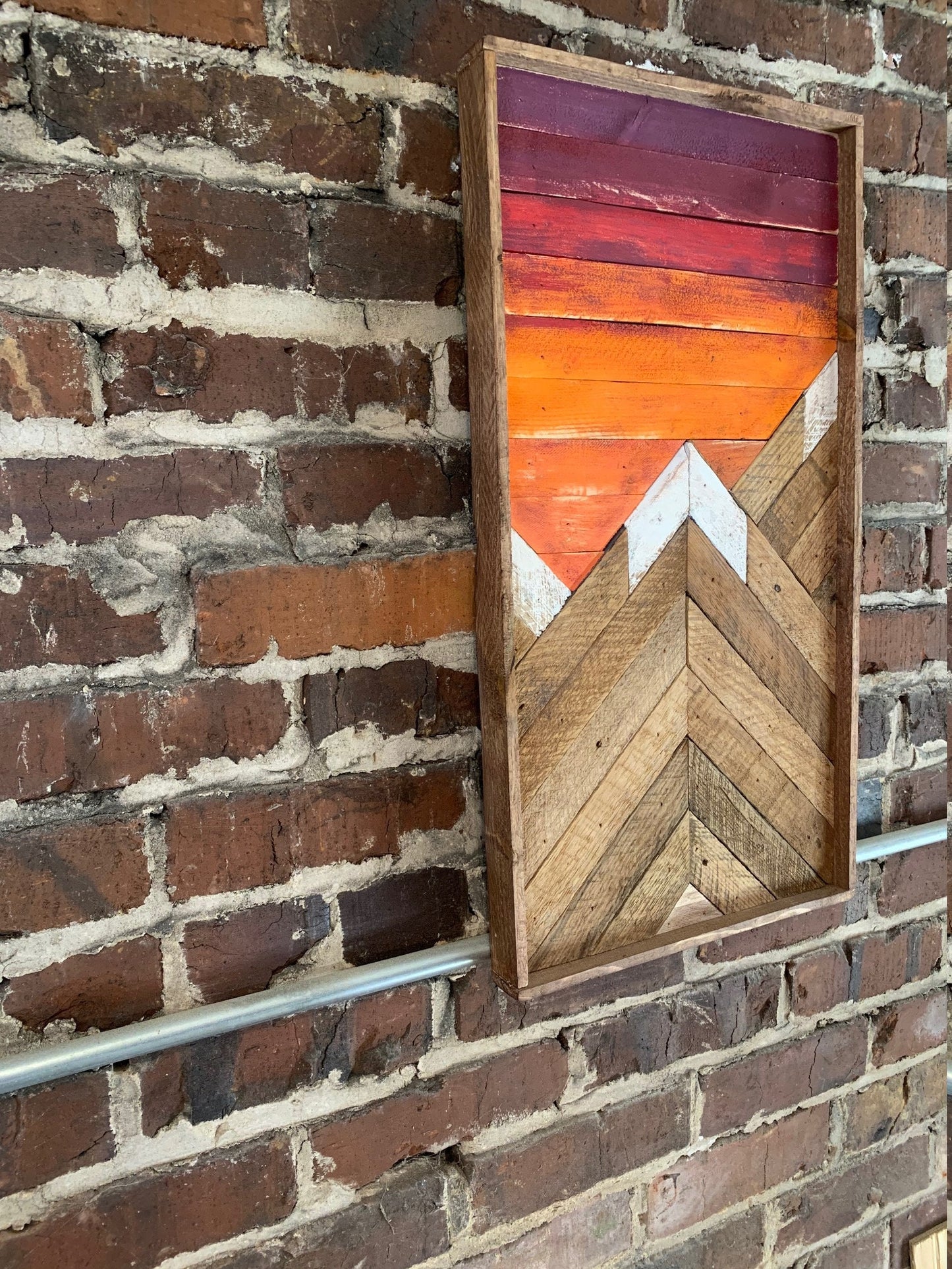 Orange Sunset Portrait - 24" x 12" - Rustic Mountain Art