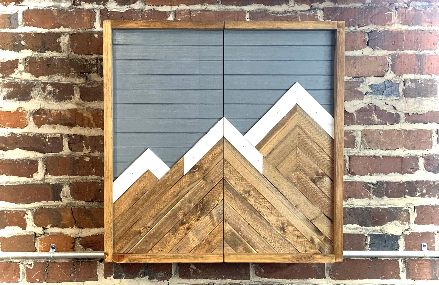 Rustic Mountain Cabinet 24”x 24” Gray Mountain Art - Bathroom Art - Medicine Cabinet- Liquor Cabinet - Rustic Cabinet