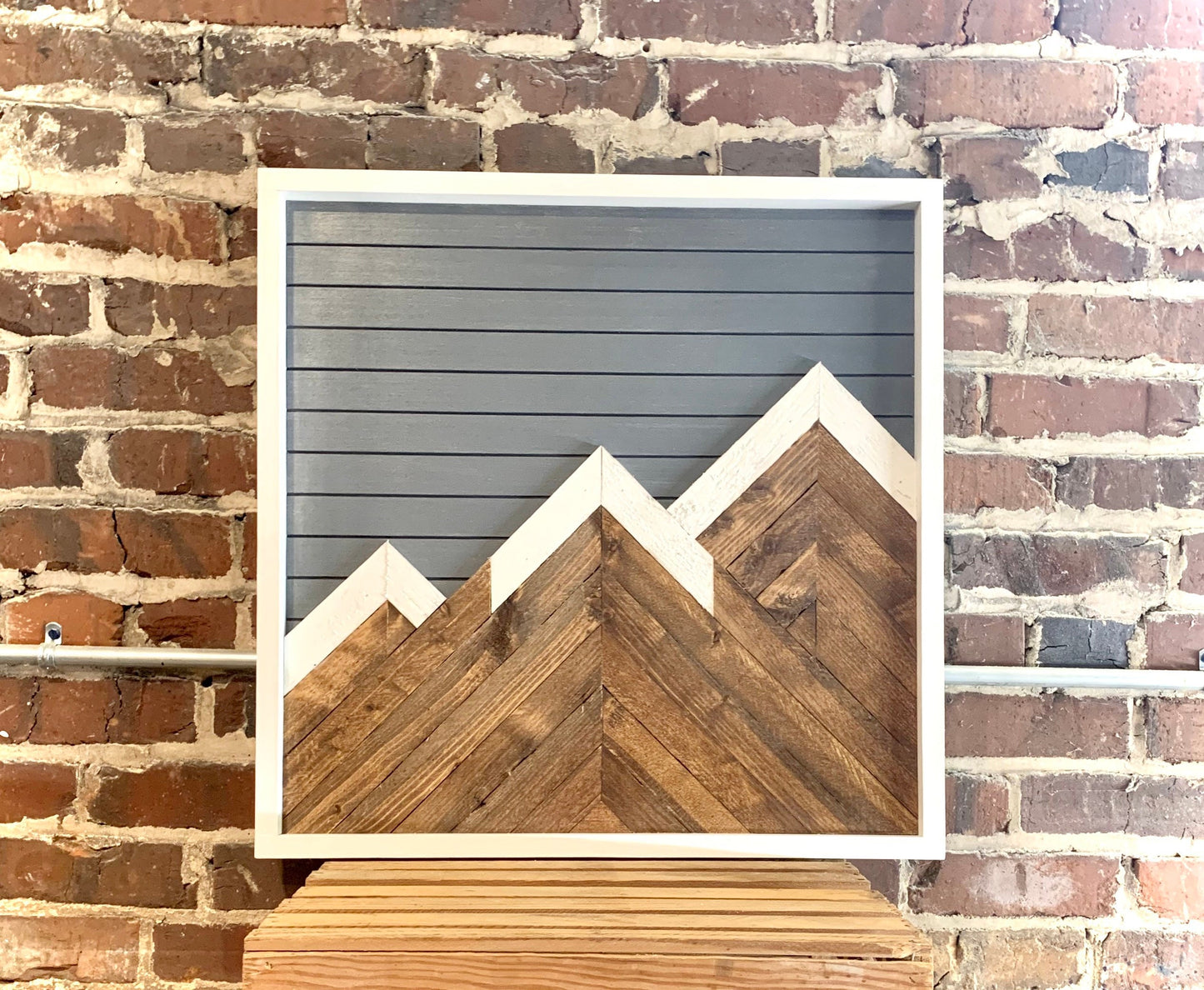 Rustic Mountain Wood Wall Art- 24”x24”- Mountain Wood Wall Art- Handmade Wall Art- Rustic Artwork