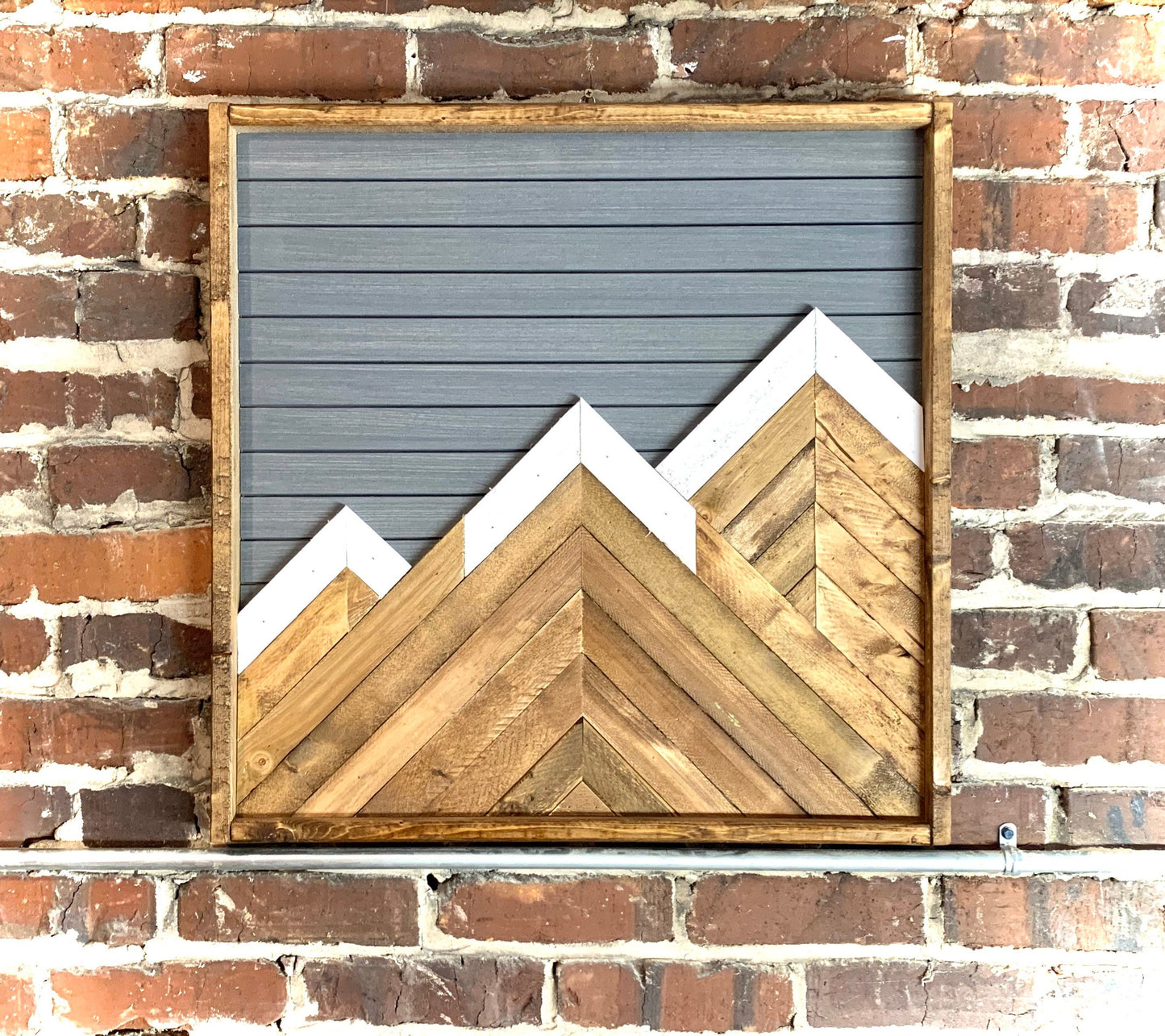 Rustic Mountain Wood Wall Art- 24”x24”- Mountain Wood Wall Art- Handmade Wall Art- Rustic Artwork