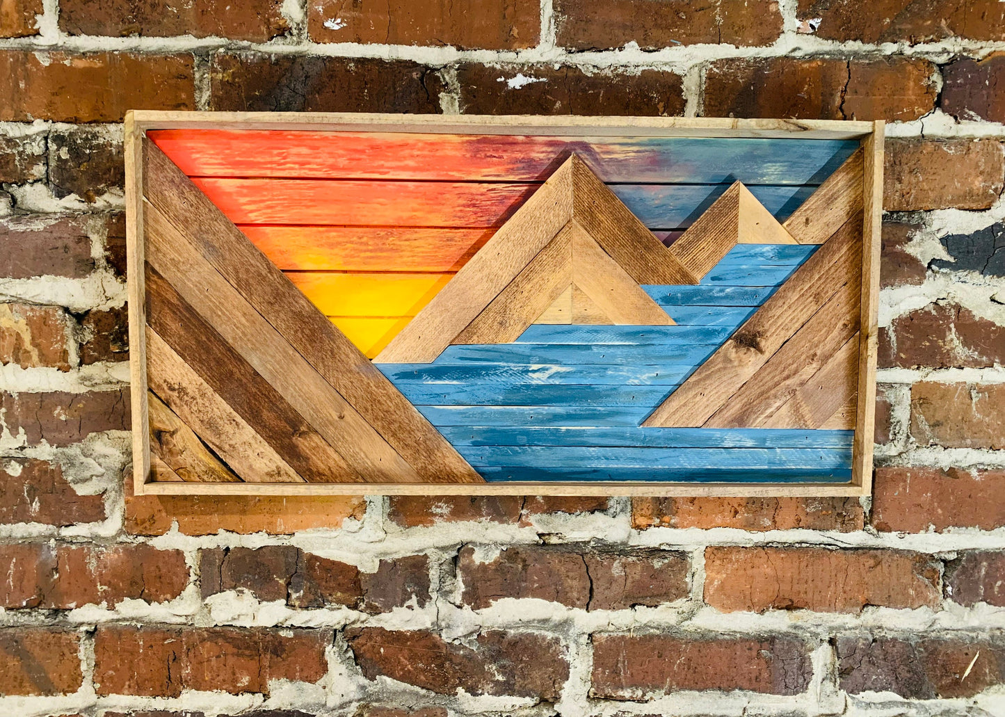 Rustic Light Blue Water Rustic Mountain Art - 12" X 24" - Wall Decor - Rustic Mountain Decor- Rustic Decor - RusticLake Decor - River Decor