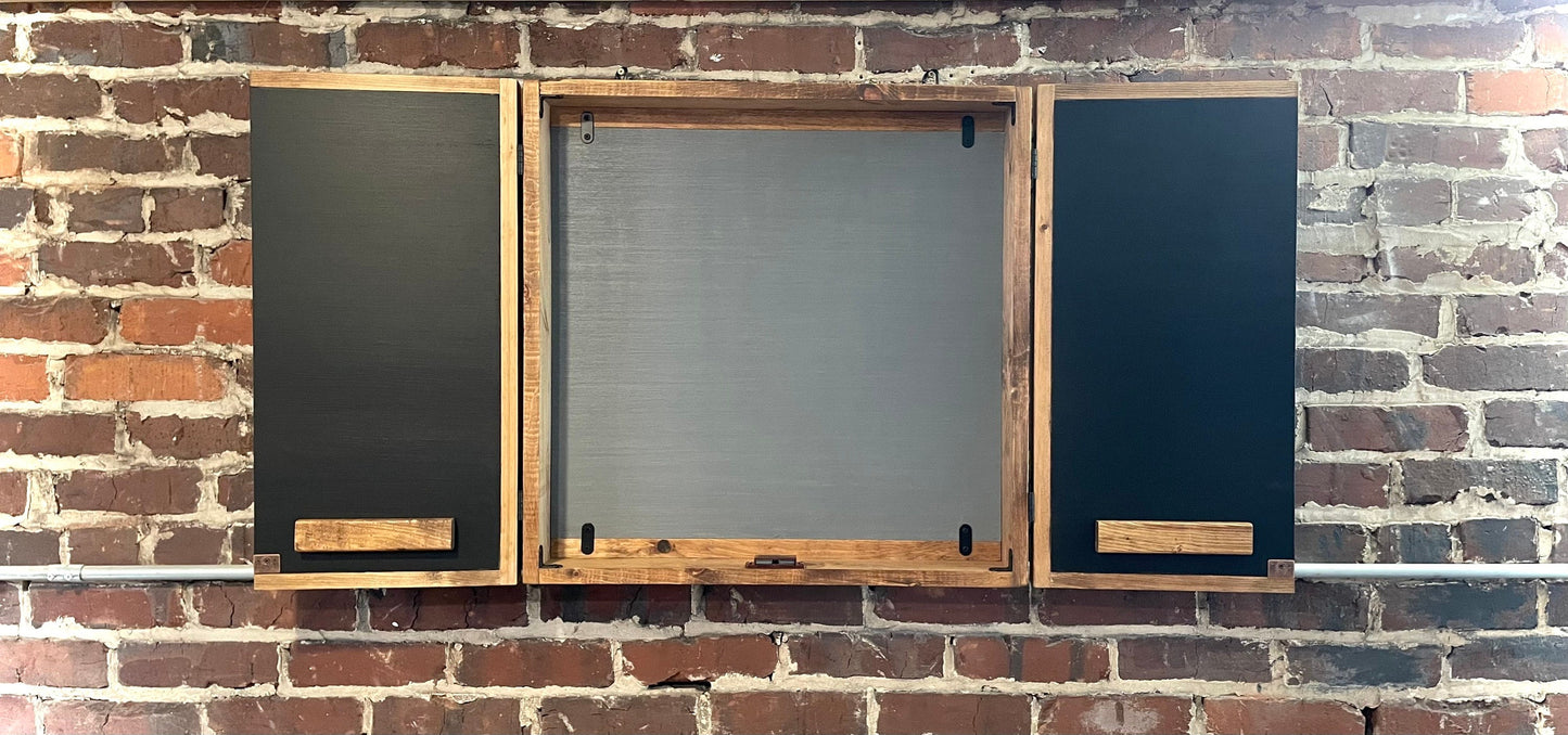 Rustic Dartboard Cabinet- Painted Desert Mountain Design- Arizona Artwork- 24”x24” - Rustic Cabinet - Game Room / Man Cave Art - Wall Decor