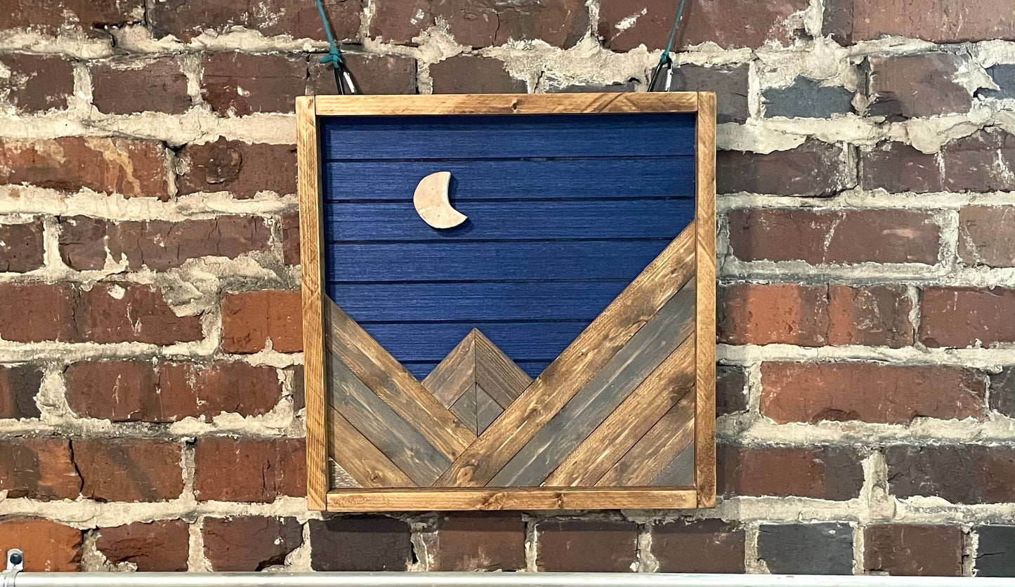 Night Sky - Rustic Mountain Wood Wall Art - 10"x10"- Wall Decor