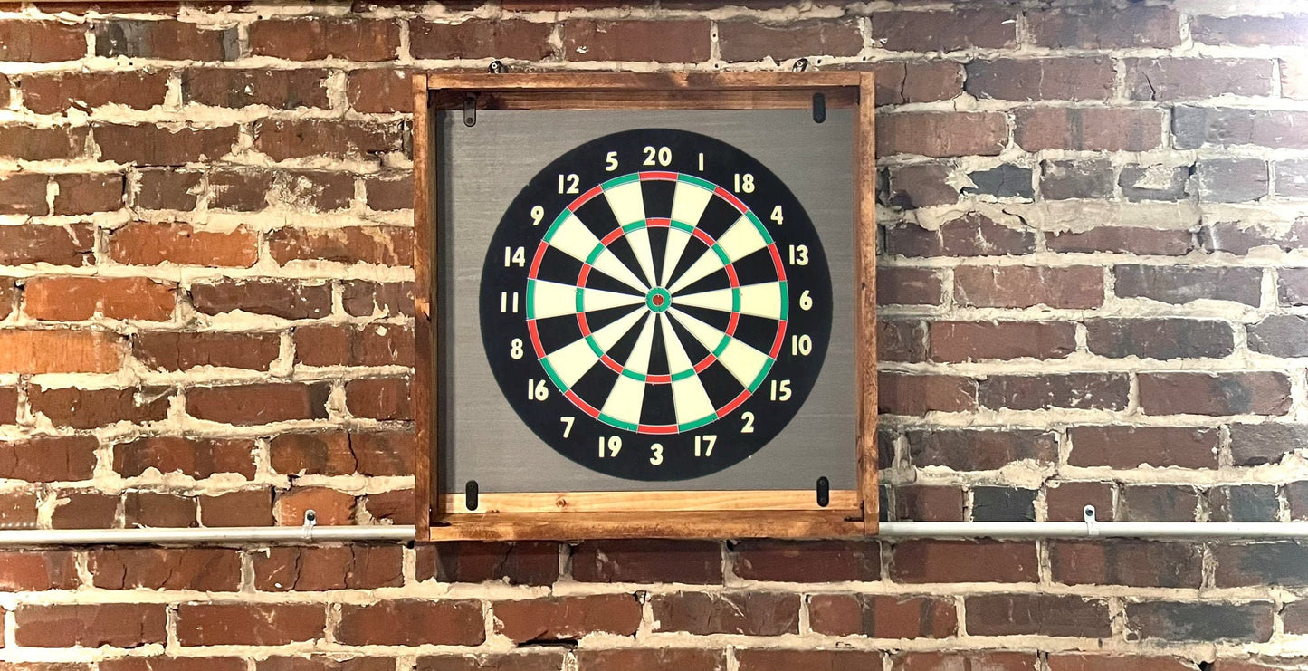 Gray Open Rustic Dartboard Cabinet - 24”x24” - Rustic Cabinet - Game Room / Man Cave Art - Wall Decor - Cabinet