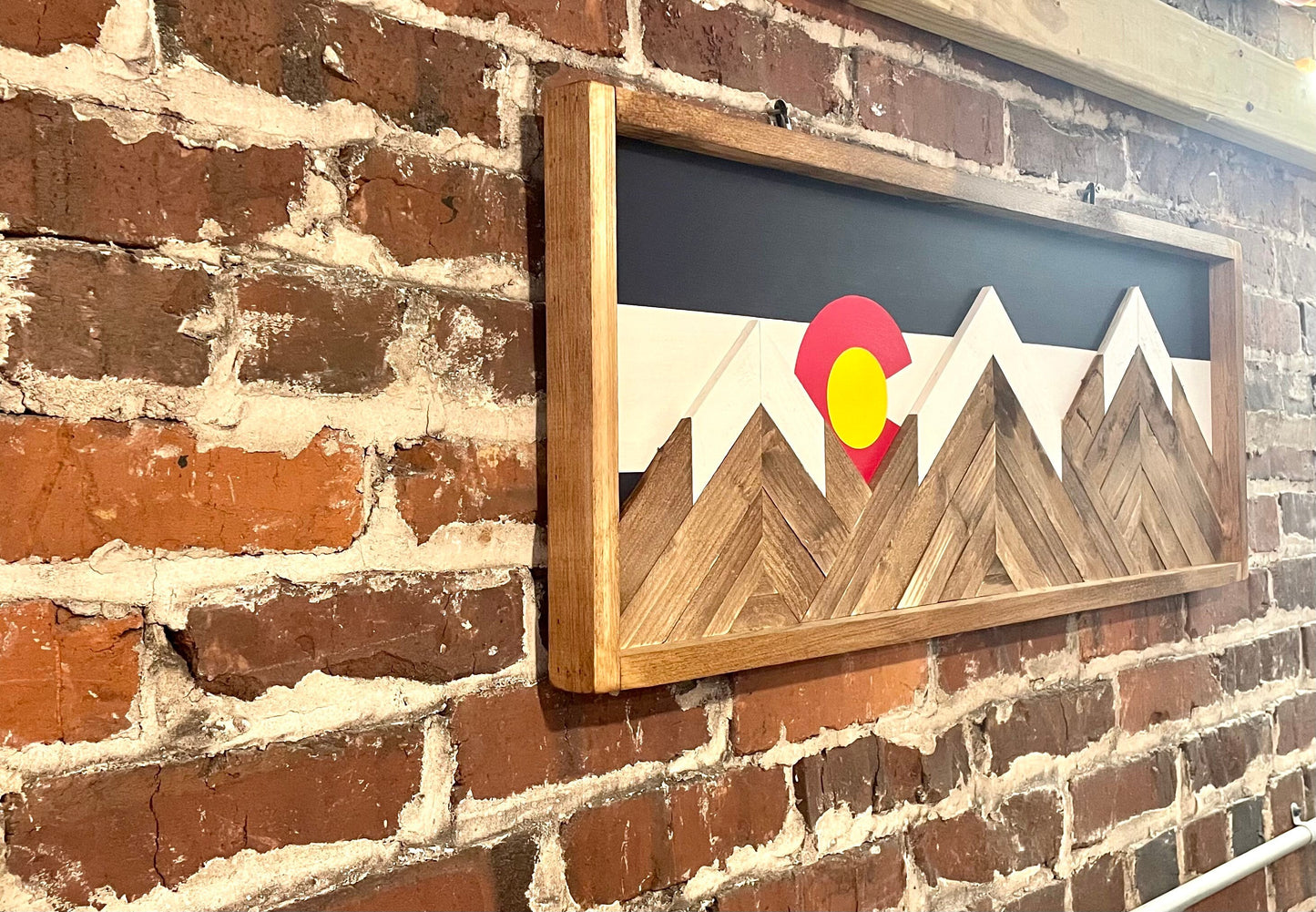 Rustic Colorado Flag Mountain Wood Wall Art - Wall Decor - Rustic Flag Decor- Rustic Wall Art