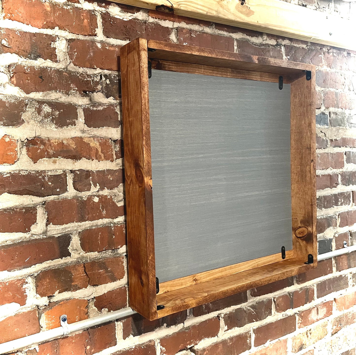 Gray Open Rustic Dartboard Cabinet - 24”x24” - Rustic Cabinet - Game Room / Man Cave Art - Wall Decor - Cabinet