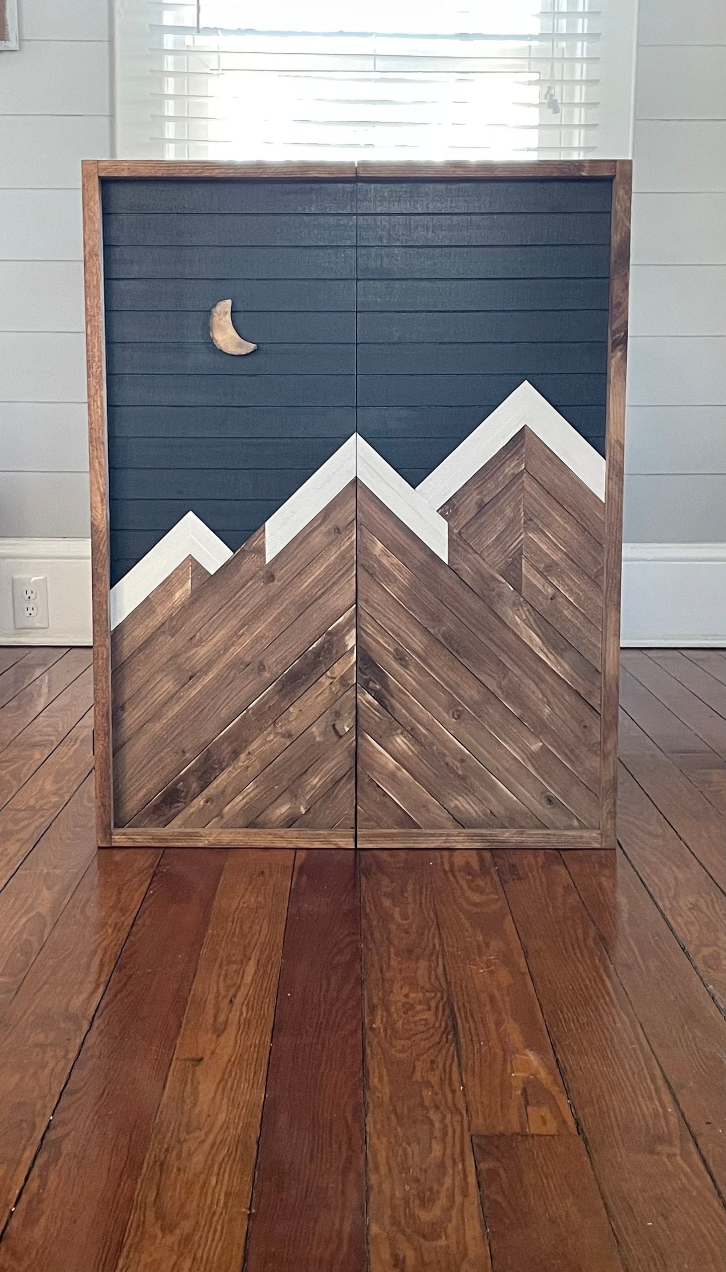 Rustic Carbon Gray Electronic Dartboard Cabinet - Rustic Carbon Gray Mountain Art 33”x26” - -Rustic Cabinet - Game Room / Man Cave Art