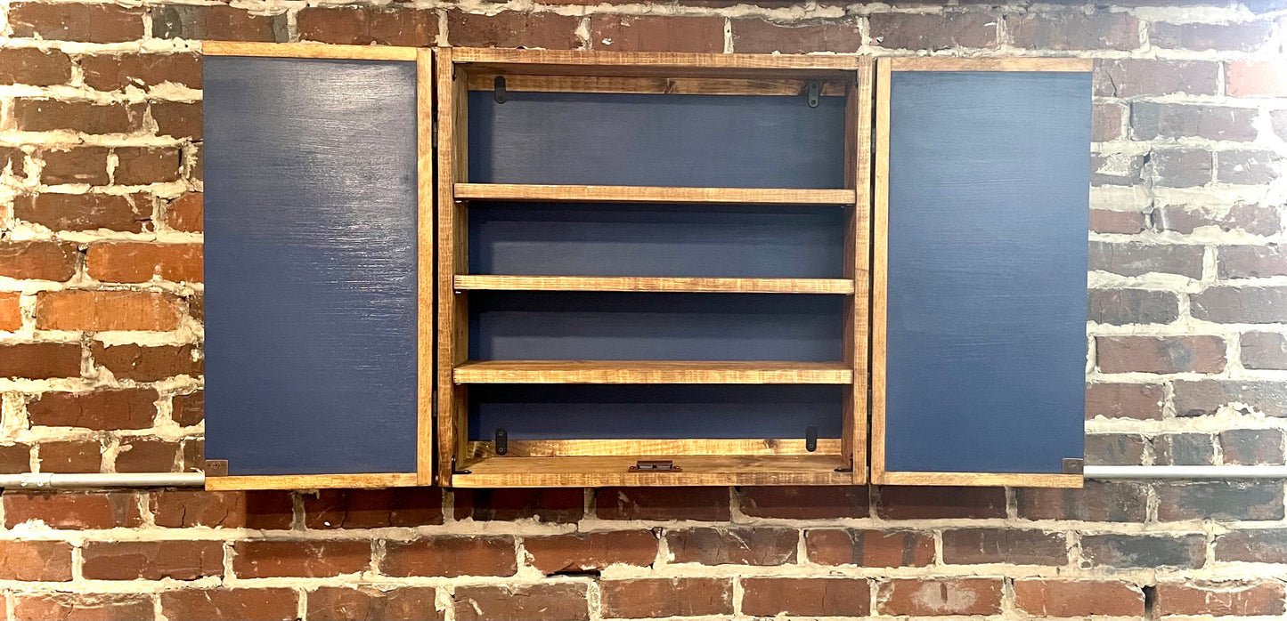 Rustic Mountain Cabinet 24”x 24” Navy Mountain Art - Bathroom Art - Medicine Cabinet- Liquor Cabinet - Rustic Cabinet