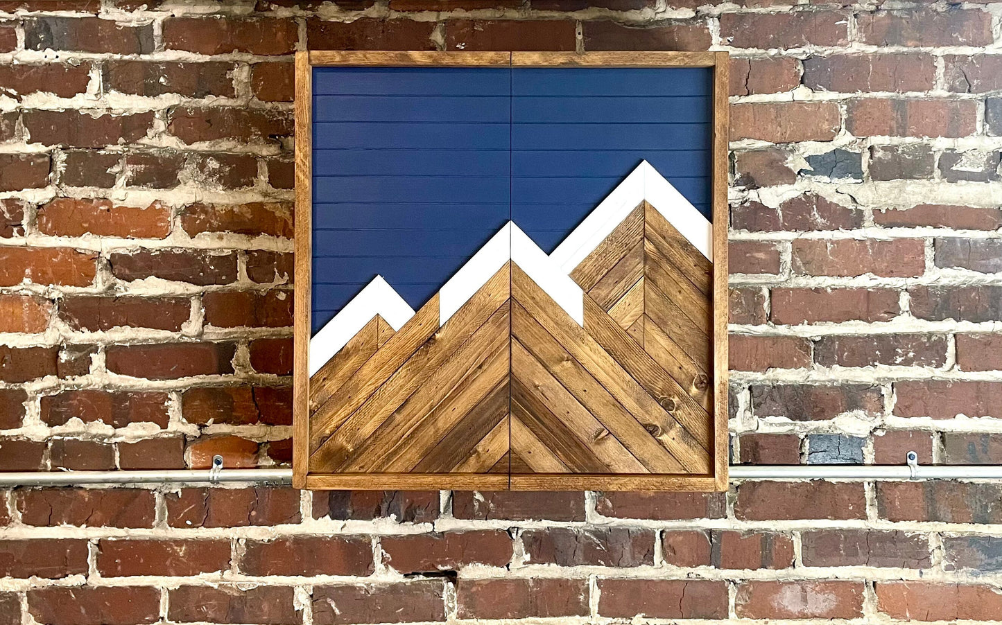 Rustic Mountain Cabinet 24”x 24” Navy Mountain Art - Bathroom Art - Medicine Cabinet- Liquor Cabinet - Rustic Cabinet