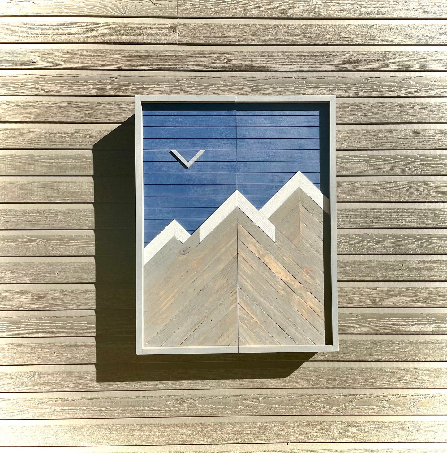 Rustic Navy Electronic Dartboard Cabinet - Rustic Navy Mountain Art 33”x26” - -Rustic Cabinet - Game Room / Man Cave Art