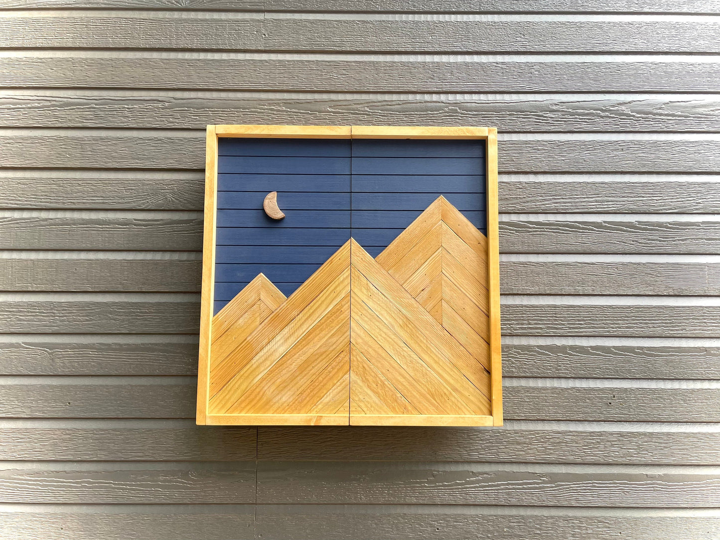 Rustic Dartboard Cabinet - Rustic Navy & Oak -Mountain Art 24”x24” - Rustic Cabinet - Game Room / Man Cave Art - Wall Decor - Cabinet