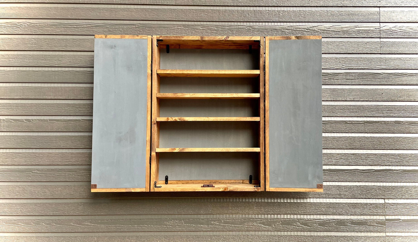 Rustic Mountain Cabinet 30”x24” or 30"x20" Sunset Mountain Art - Bathroom Art - Medicine Cabinet- Liquor Cabinet - Rustic Cabinet