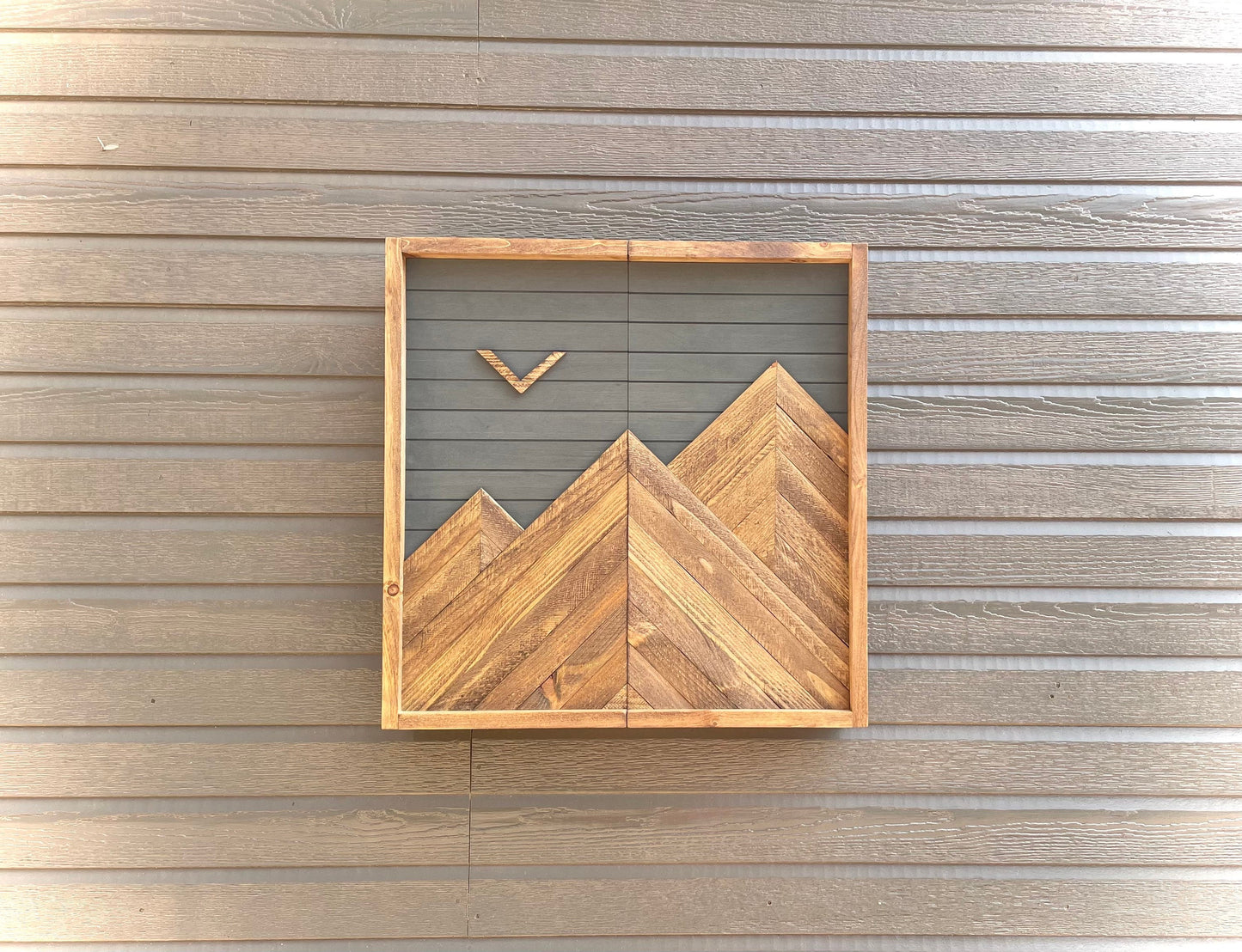 Rustic Dartboard Cabinet - Rustic Carbon Gray Mountain Art 24”x24” - Rustic Cabinet - Game Room / Man Cave Art - Wall Decor - Cabinet