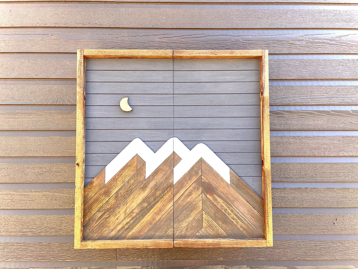 Rustic Dartboard Cabinet - Rustic Gray Mt Rainer Mountain Art 24”x24” - Rustic Cabinet - Game Room / Man Cave Art - Wall Decor - Cabinet