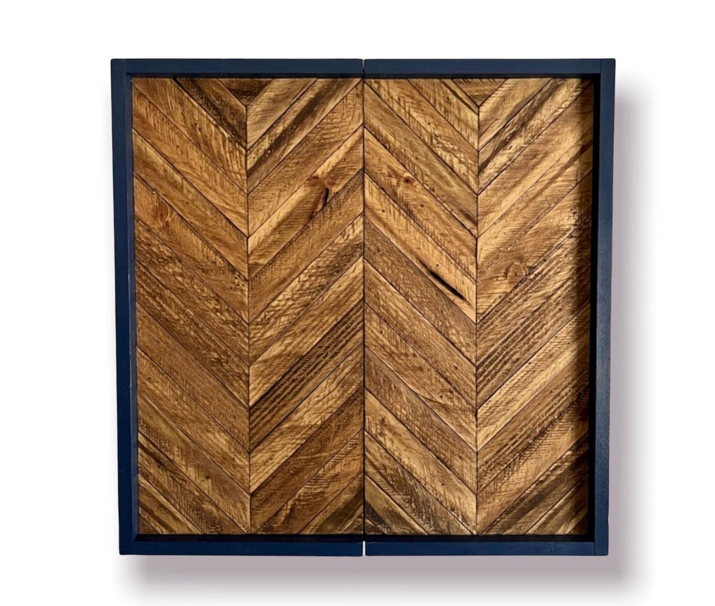 Rustic Electronic Dartboard Cabinet - Chevron Design - Rustic Cabinet - 33” x 26” - Game Room / Man Cave Art - Wall Decor