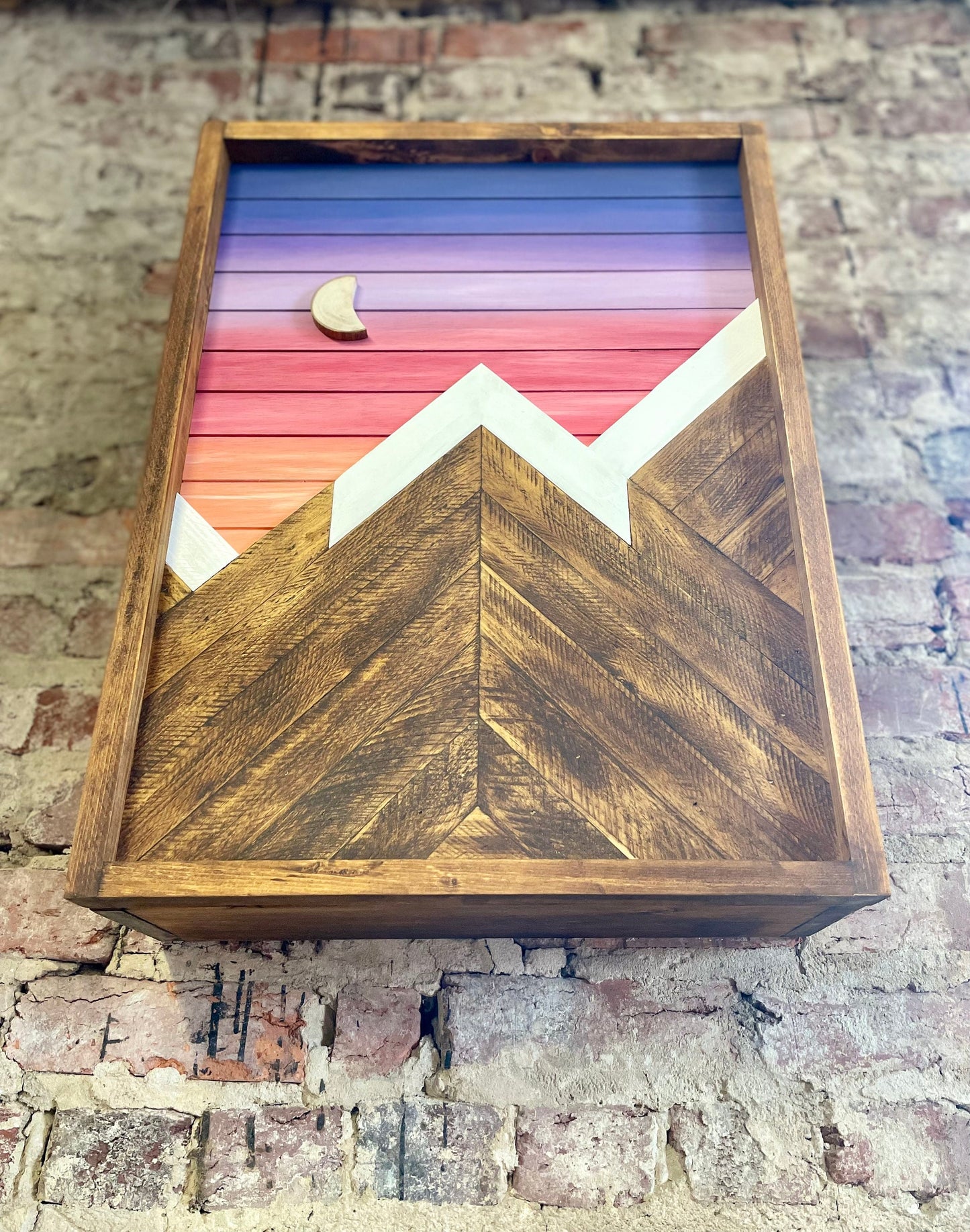 Rustic Mountain Cabinet 17”x20”or 24”x18”- (Single Door) Sunset Mountain Art - Bathroom Cabinet-Liquor Cabinet - Rustic Cabinet - Medicine