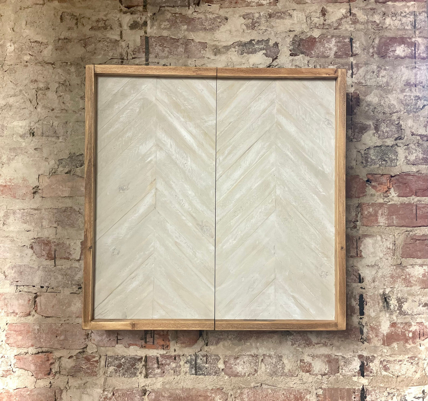 Rustic Dartboard Cabinet 24”x24”-Driftwood Chevron Design- Rustic Cabinet -Gameroom Art - Wall Decor - Modern art - Modern dartboard cabinet
