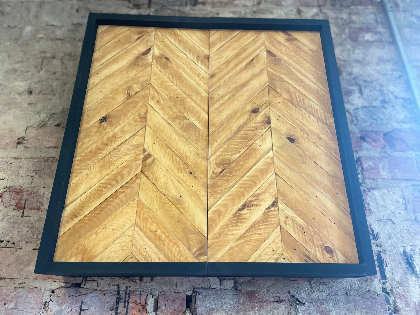 Rustic Dartboard Cabinet 24”x24” - Rustic Oak Chevron Design Rustic Cabinet - Wall Decor - Modern art - Modern dartboard cabinet