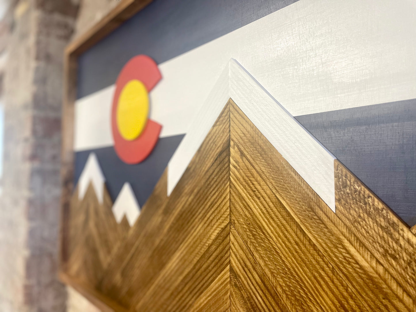 Rustic Colorado Flag Mountain Wood Wall Art - Wall Decor - Rustic Flag Decor- Rustic Wall Art - 24"x48"