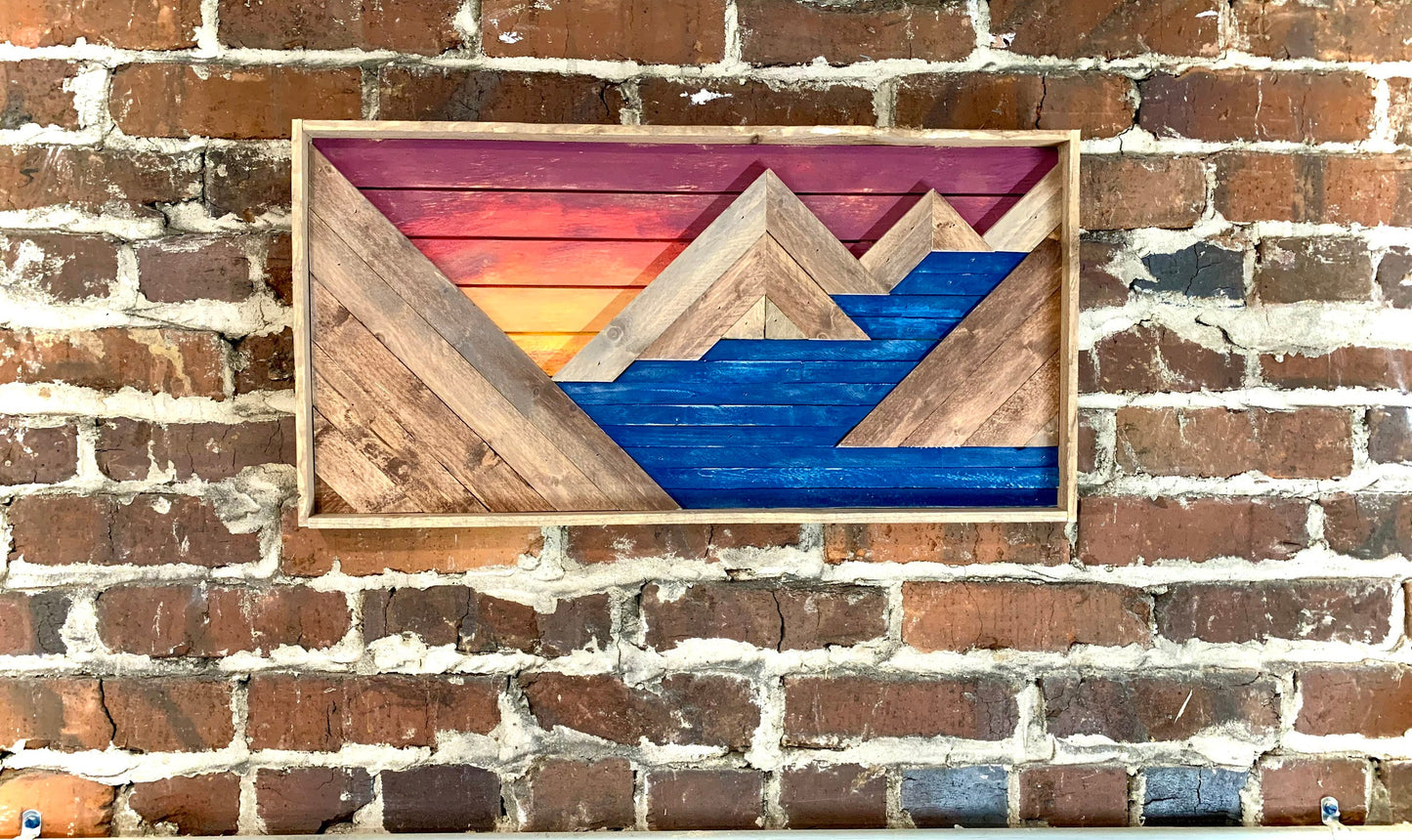 Rustic Dark Blue Water & Sunset - Rustic Mountain Art-Wall Decor - Rustic Lake Decor - Rustic Mountain Decor- Rustic River Decor