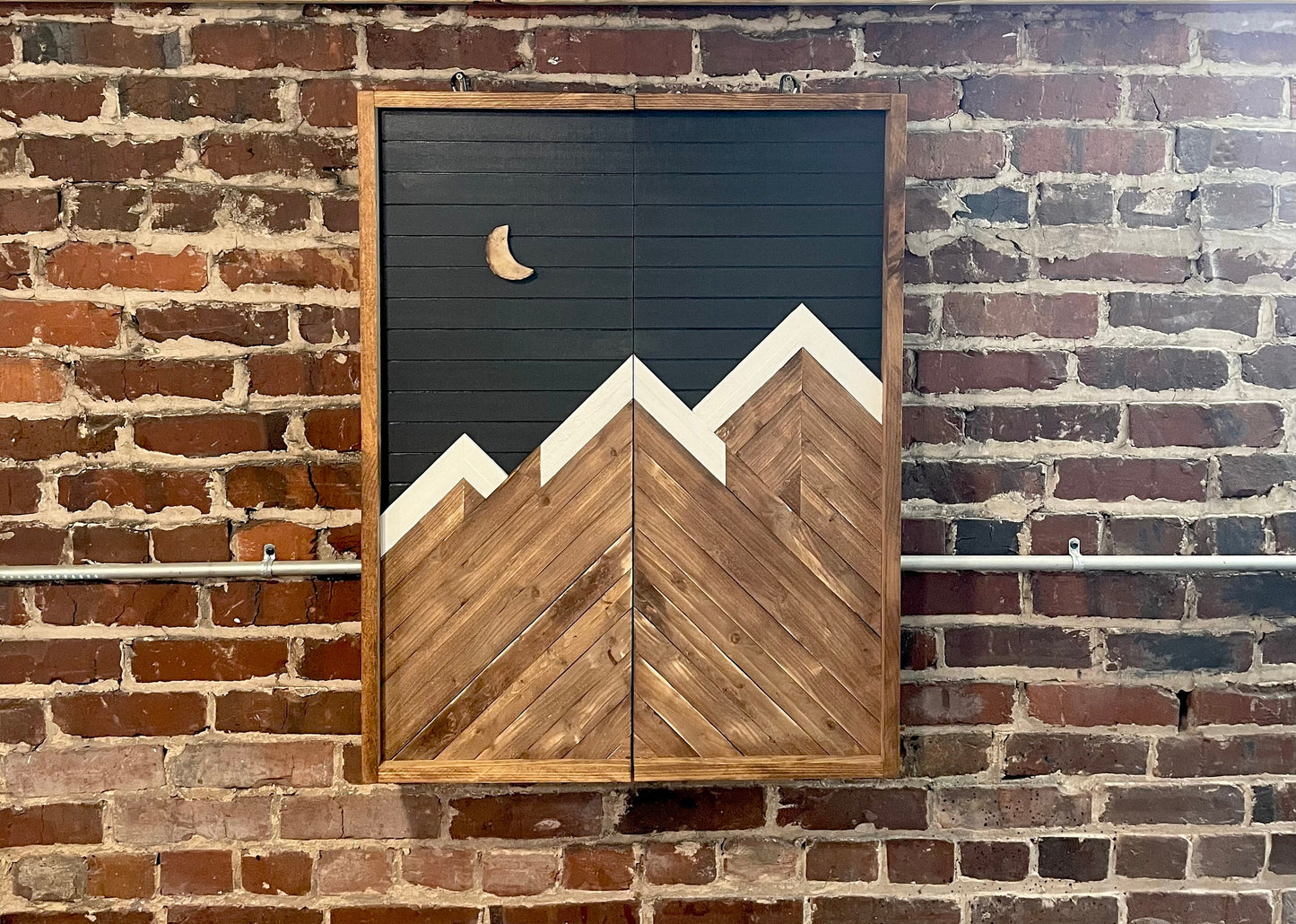 Rustic Carbon Gray Electronic Dartboard Cabinet - Rustic Carbon Gray Mountain Art  33”x26” - -Rustic Cabinet - Game Room / Man Cave Art
