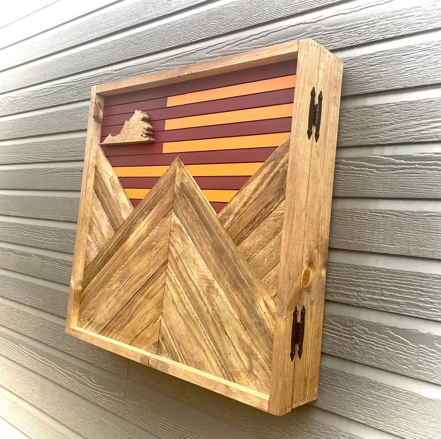 Rustic Dartboard Cabinet - Rustic Virginia Tech Flag - Rustic Cabinet - 24”x24” - Game Room / Man Cave Art - Wall Décor