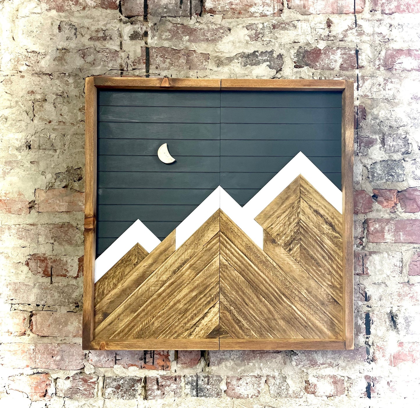 Rustic Dartboard Cabinet - Rustic Carbon Gray Mountain Art  26”x26” - Rustic Cabinet - Game Room / Man Cave Art - Wall Decor - Cabinet