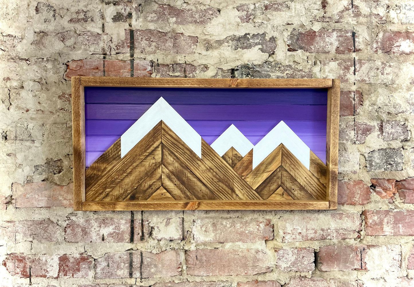 Rustic Purple shade Mountain Art - 12"X 24"- Mountain Wood Wall Decor- Rustic Wall Art- Mountain Wall Art- Rustic Decor