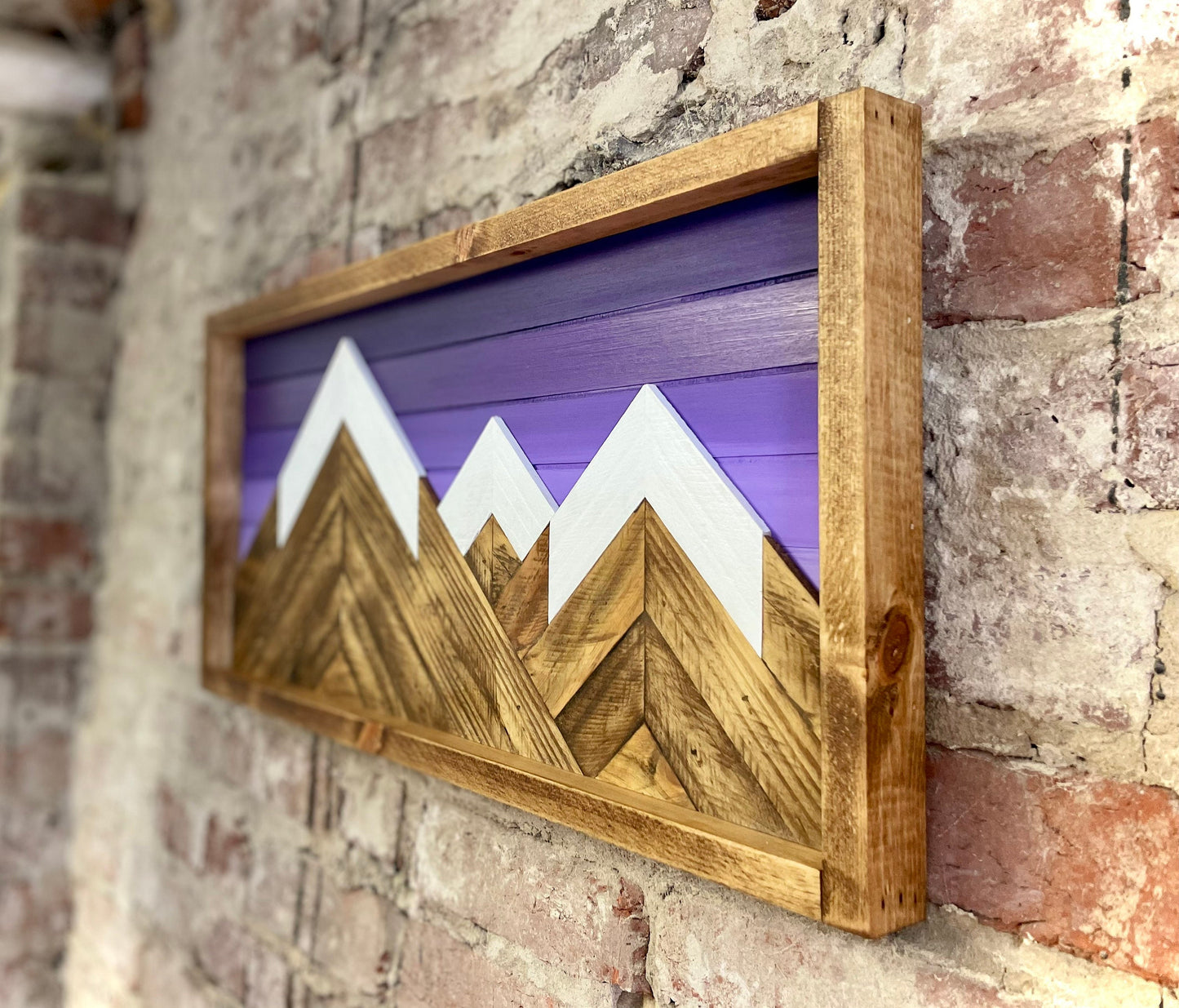 Rustic Purple shade Mountain Art - 12"X 24"- Mountain Wood Wall Decor- Rustic Wall Art- Mountain Wall Art- Rustic Decor