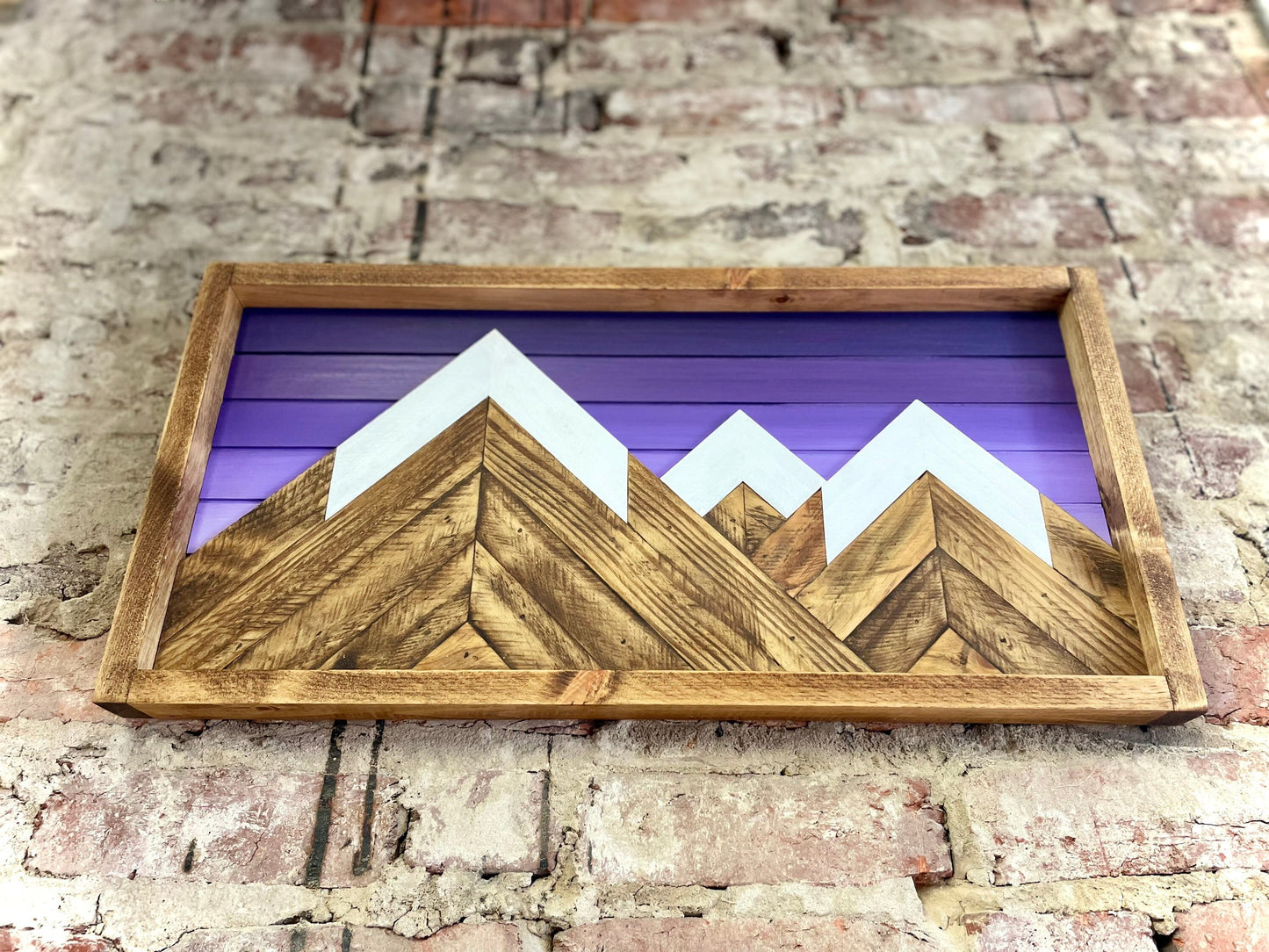 Rustic Purple shade Mountain Art - 12"X 24"- Mountain Wood Wall Decor- Rustic Wall Art- Mountain Wall Art- Rustic Decor