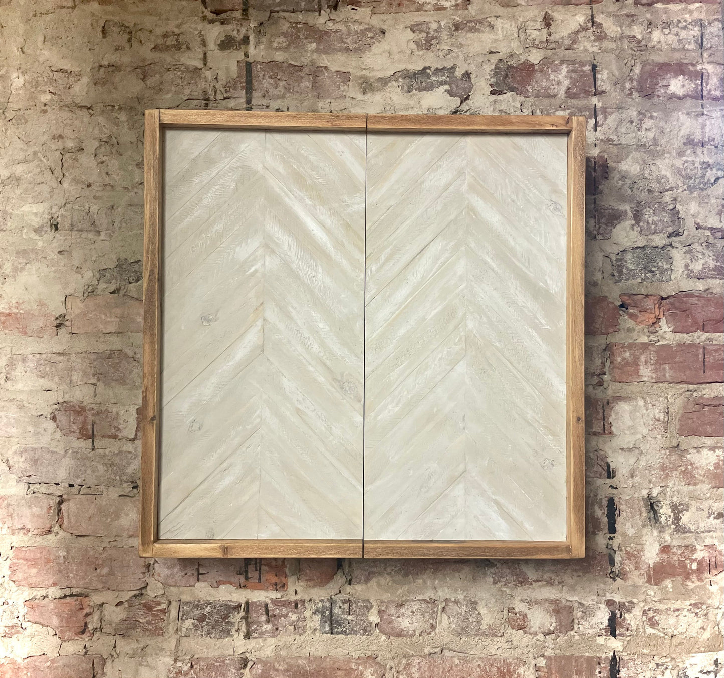 Rustic Dartboard Cabinet 24”x24”-Driftwood Chevron Design- Rustic Cabinet -Gameroom Art - Wall Decor - Modern art - Modern dartboard cabinet