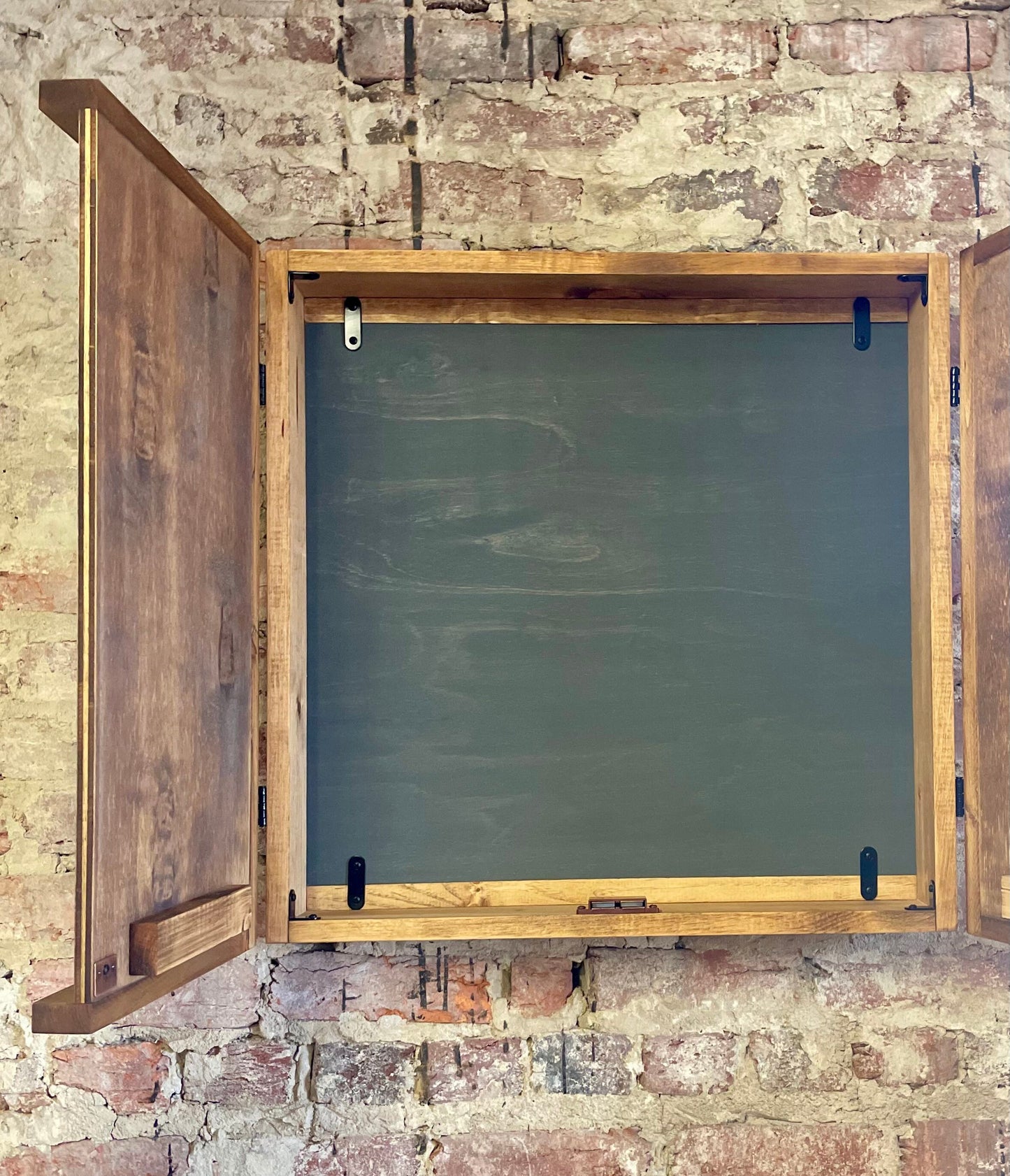 Rustic Dartboard Cabinet - Rustic Carbon Gray- No Front Design 24”x24” - Rustic Cabinet - Game Room / Man Cave Art - Wall Decor - Cabinet