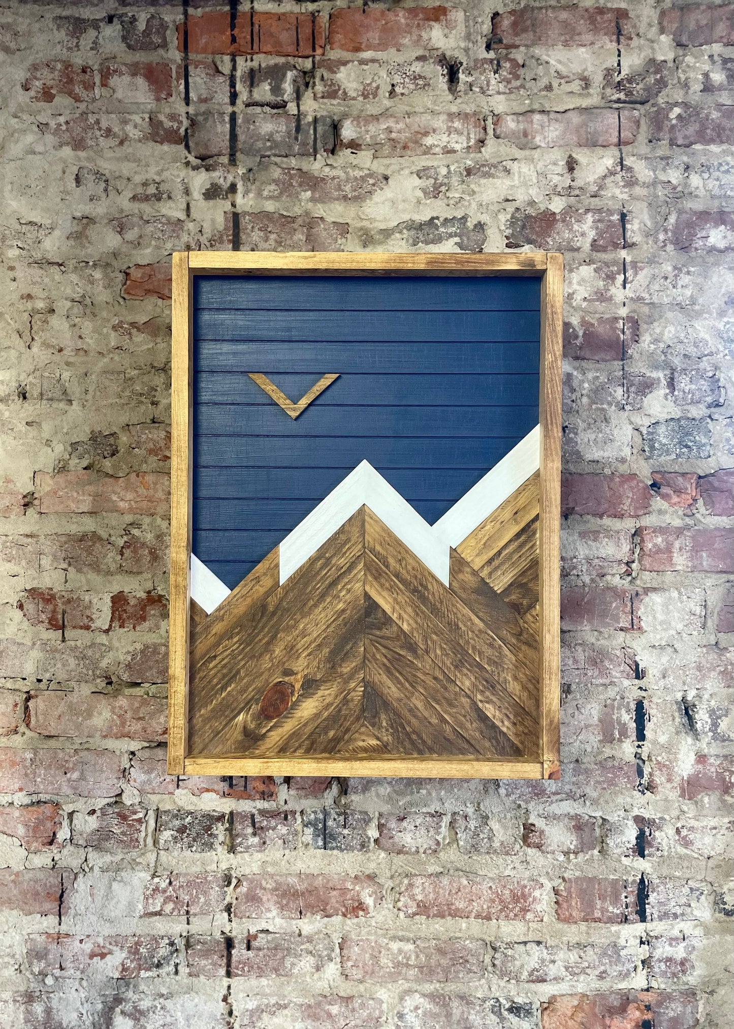 Rustic Mountain Cabinet 17”x20”or 24”x18”- (Single Door) Navy Mountain Art - Bathroom Art - Medicine Cabinet-Liquor Cabinet - Rustic Cabinet