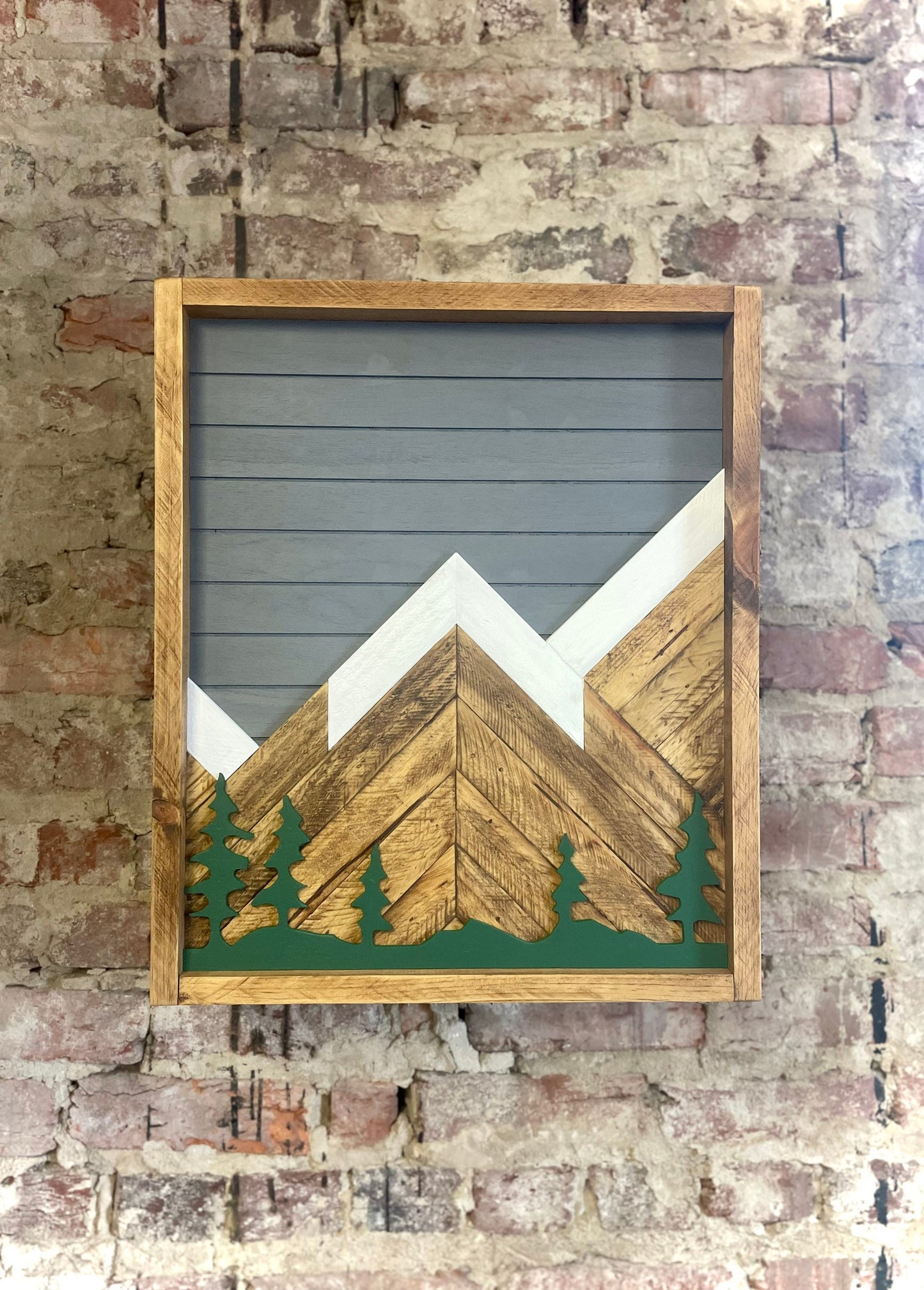 Rustic Cabinet 17”x20”or24”x18”- (Single Door) Gray w/ Trees Mountain Art-Bathroom Cabinet-Medicine Cabinet-Liquor Cabinet - Rustic Cabinet