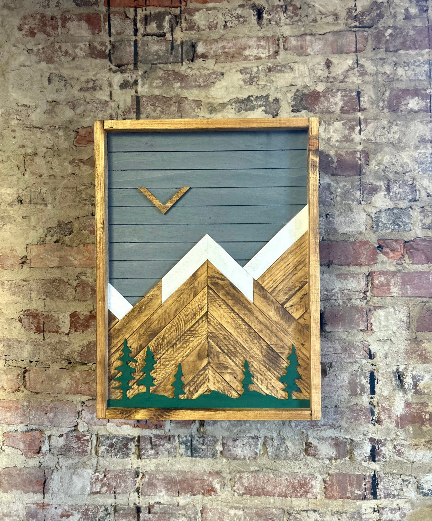Rustic Cabinet 17”x20”or24”x18”- (Single Door) Gray w/ Trees Mountain Art-Bathroom Cabinet-Medicine Cabinet-Liquor Cabinet - Rustic Cabinet