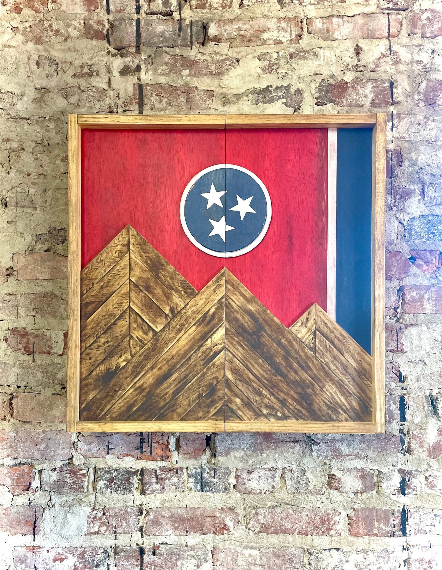 Rustic Dartboard Cabinet - Rustic Tennessee Flag - Rustic Cabinet - 24”x24” - Game Room / Man Cave Art - Wall Decor