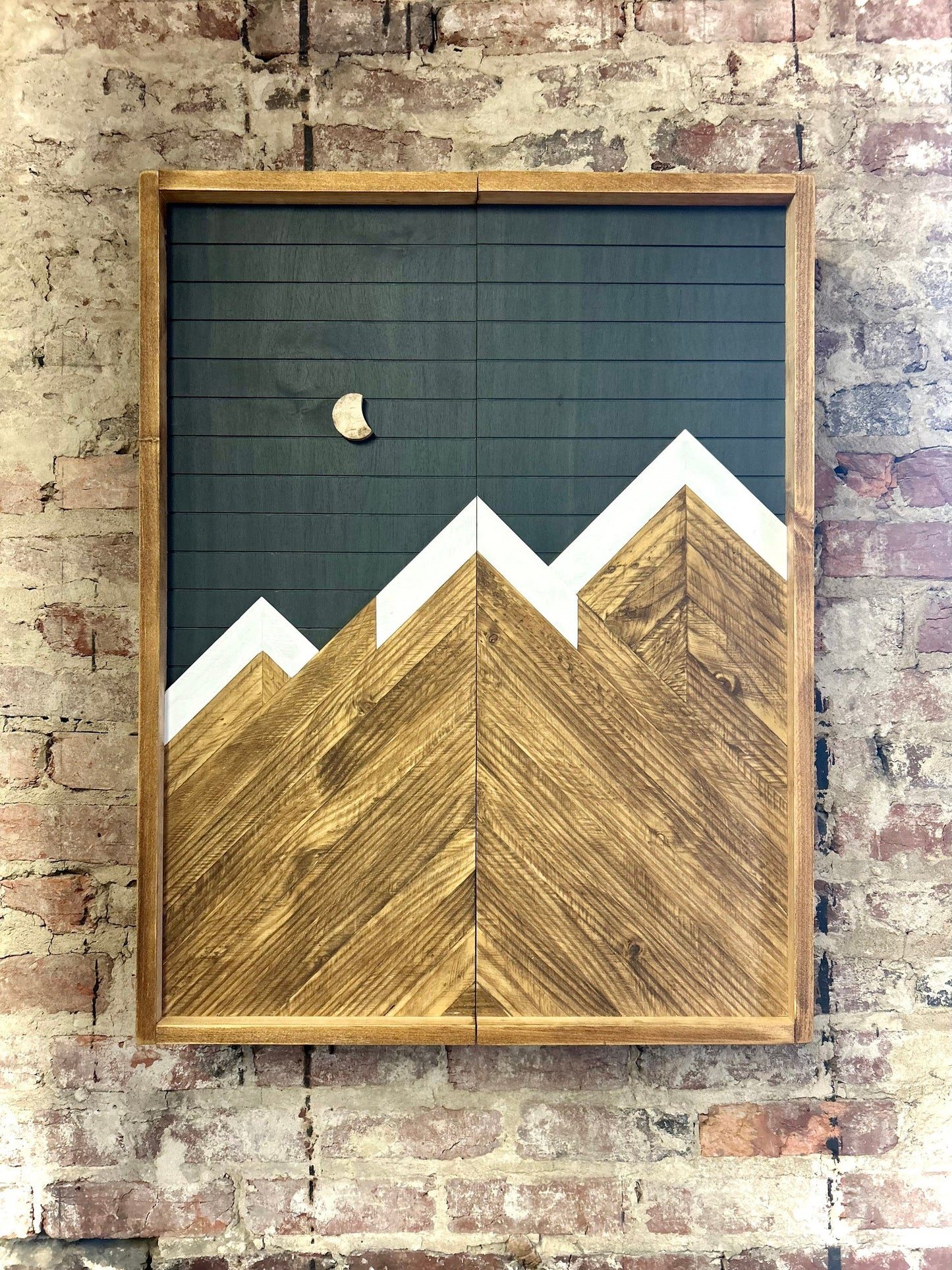 Rustic Carbon Gray Electronic Dartboard Cabinet - Rustic Carbon Gray Mountain Art  33”x26” - -Rustic Cabinet - Game Room / Man Cave Art