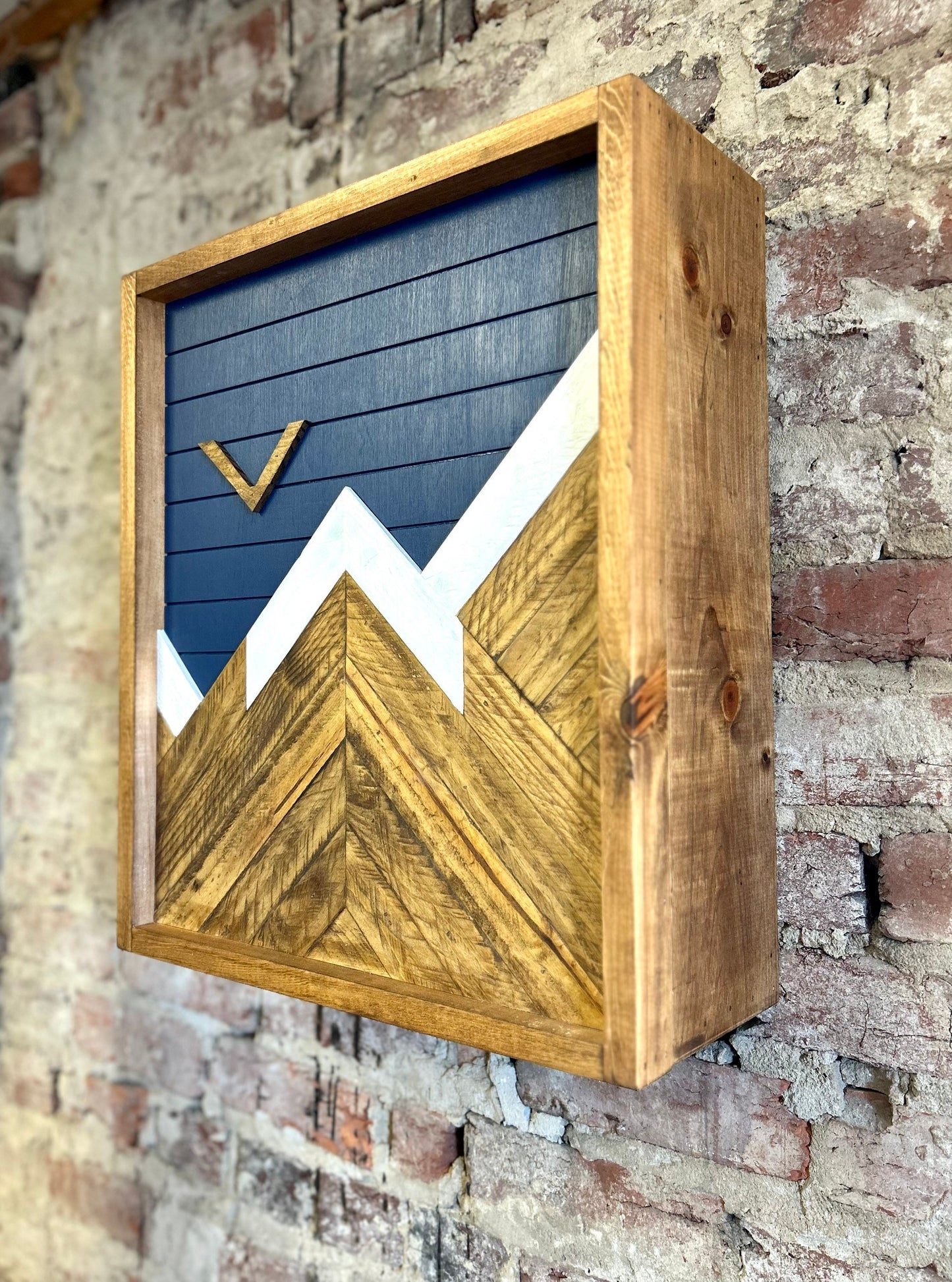 Rustic Mountain Cabinet 17”x20”or 24”x18”- (Single Door) Navy Mountain Art - Bathroom Art - Medicine Cabinet-Liquor Cabinet - Rustic Cabinet