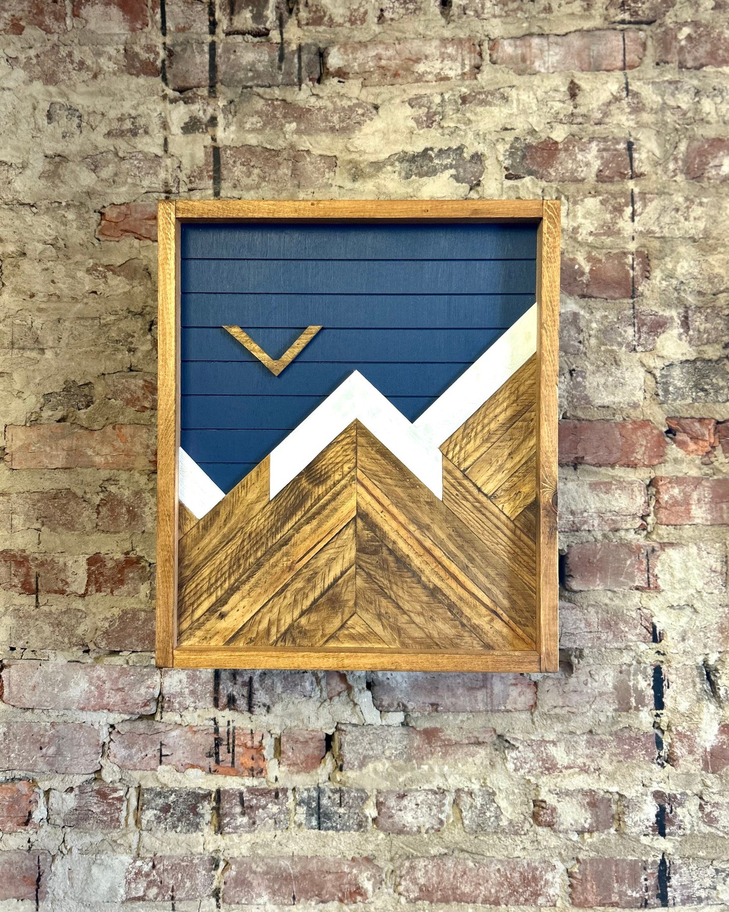 Rustic Mountain Cabinet 17”x20”or 24”x18”- (Single Door) Navy Mountain Art - Bathroom Art - Medicine Cabinet-Liquor Cabinet - Rustic Cabinet