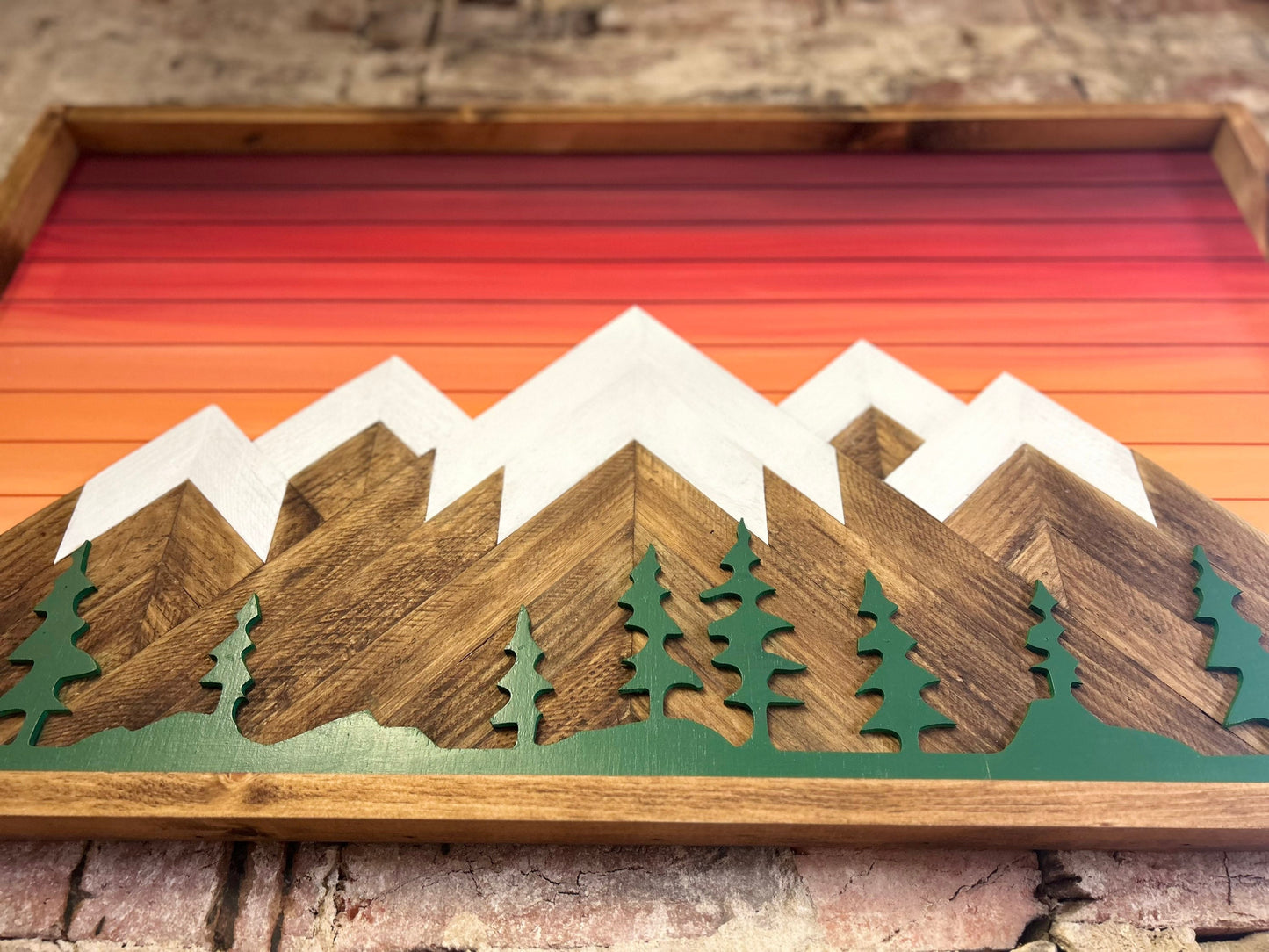 Rustic Sunset with Trees- Rustic Mountain Wood Wall Art-Wall Decor- Mountain artwork- Home Decor-Wall Art- Rustic Decor