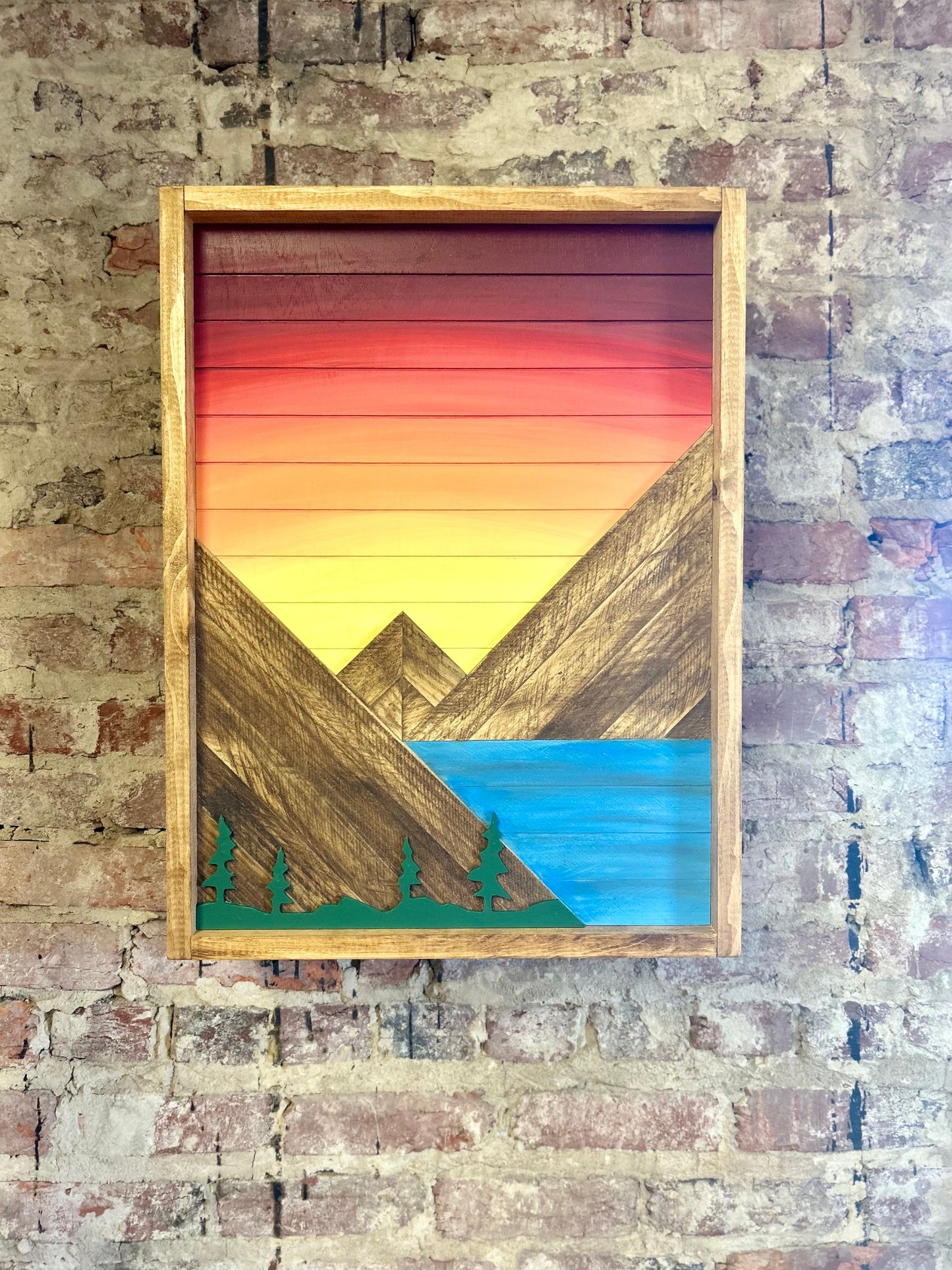 Rustic Cabinet - (Single Door) Sunset w/ lake & Trees Mountain Art-Bathroom Cabinet-Medicine Cabinet-Liquor Cabinet - Rustic Cabinet